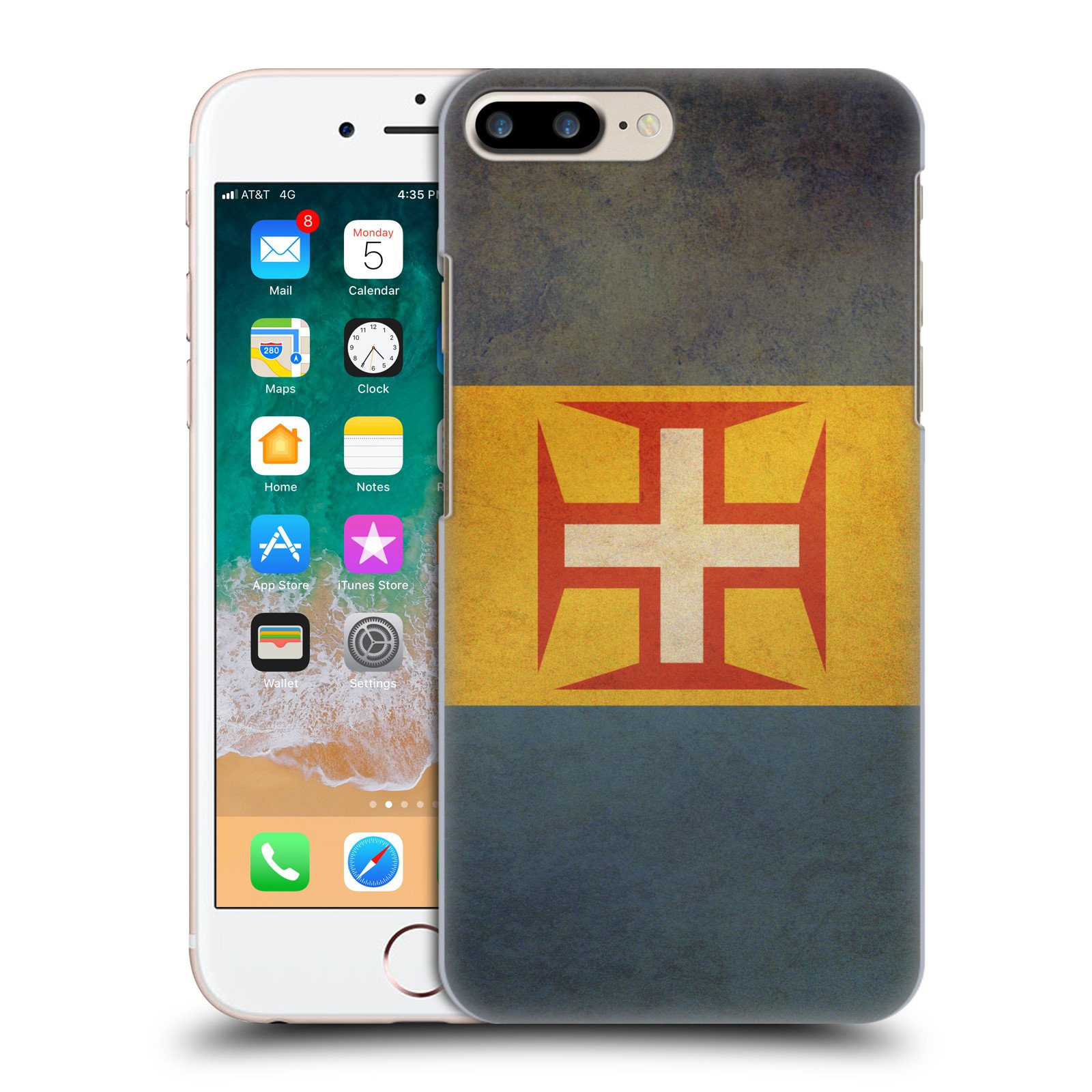 Madeiran Vintage Flags Hard Case for iPhone 7 Plus/8 Plus - Durable Design, Retro Style, Perfect for Travel & Daily Use