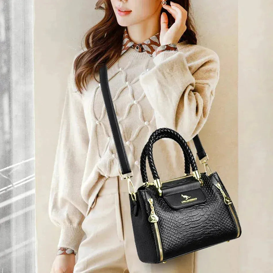 Stylish Black Leather Handbag for Women - Premium Soft Leather Tote Bag - Perfect for Work, Travel & Everyday Use