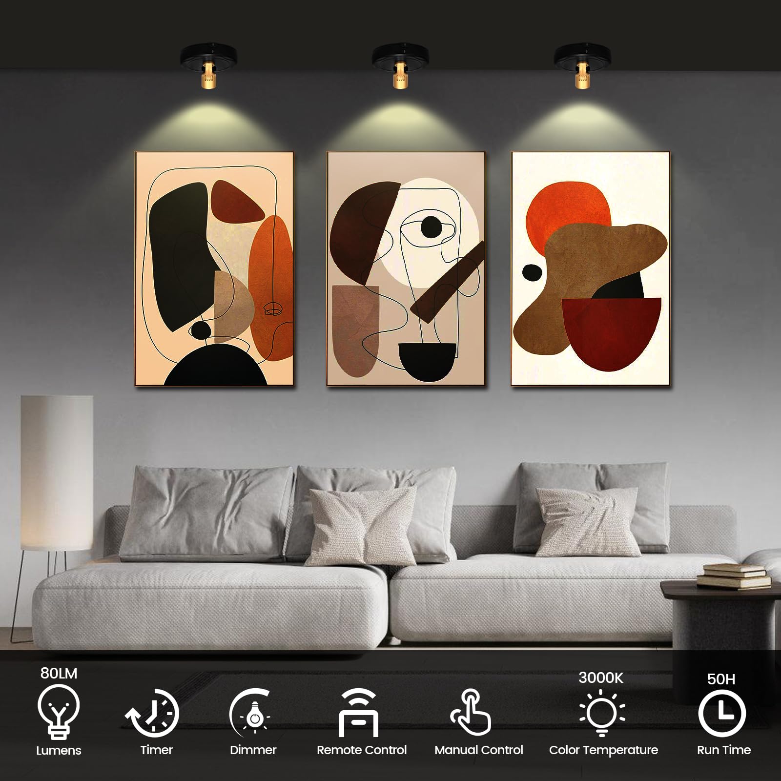 Wireless LED Spotlight Battery Operated - Remote & Timer Control - Accent Lighting for Indoor Plants, Artwork, Photos & Wall Decor - Perfect for Picture Frames, Paintings, Dartboards & Display Uplighting