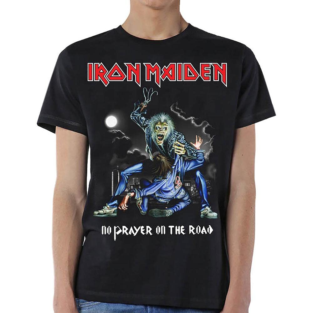 Iron Maiden No Prayer On The Road Men's Black Graphic T-Shirt | Vintage Band Tee for Concerts & Casual Wear