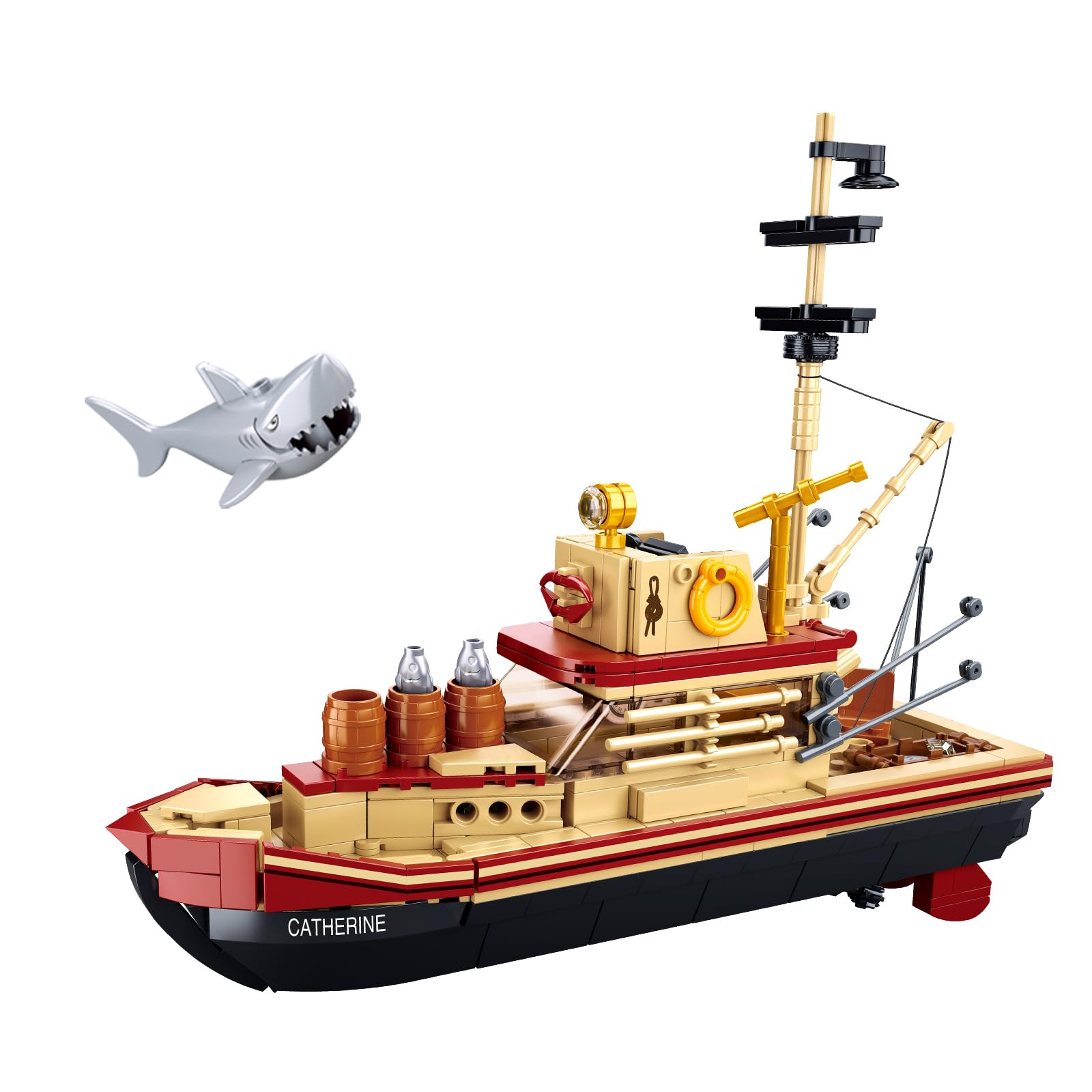 City Jaws Fishing Boat Building Block Kit - 592 PCS Lego-Compatible Marine Toy for Kids & Adults Age 6+ | Perfect for Ocean Exploration Enthusiasts, Sea Fishing Decor & Creative Playtime