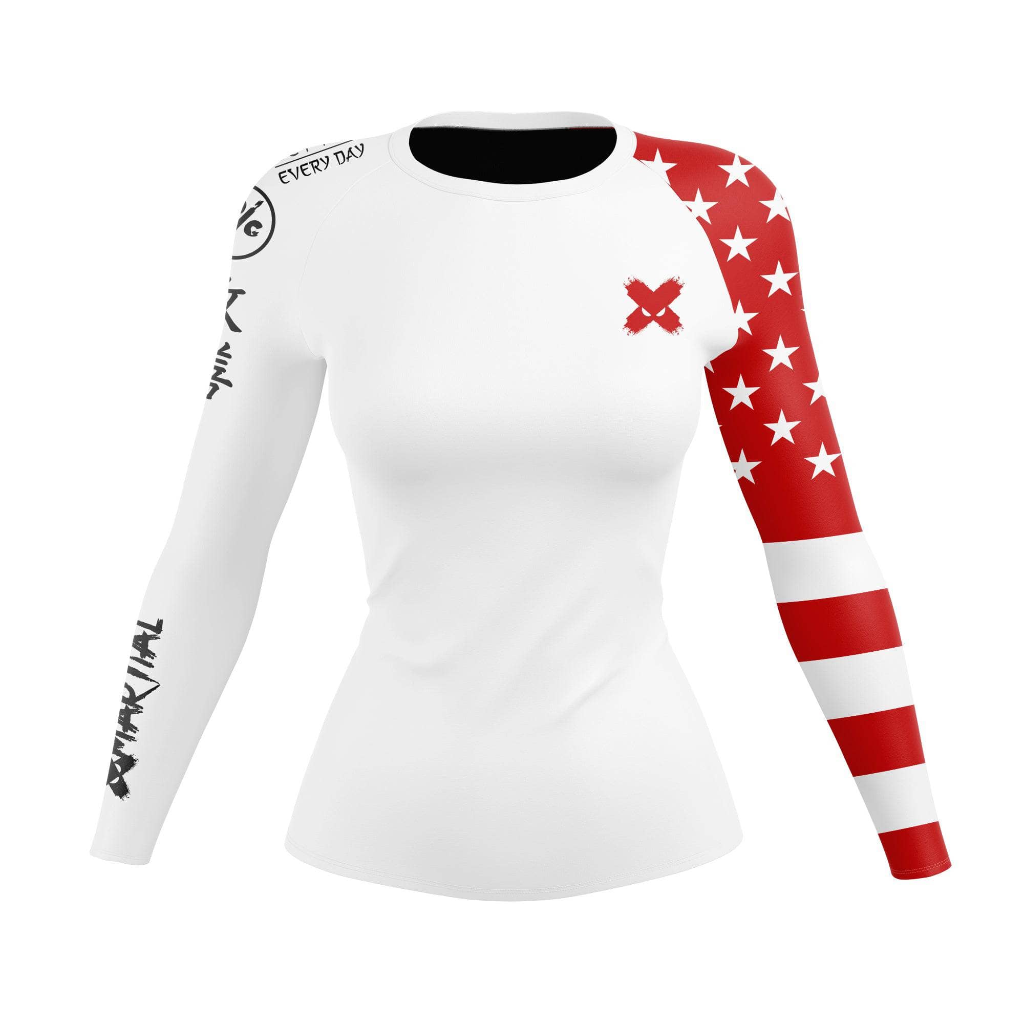 American Fighter Women's BJJ Rash Guard - Compression Long Sleeve Top for Brazilian Jiu-Jitsu, MMA & No-Gi Grappling - Moisture Wicking & UV Protection for Training & Competition