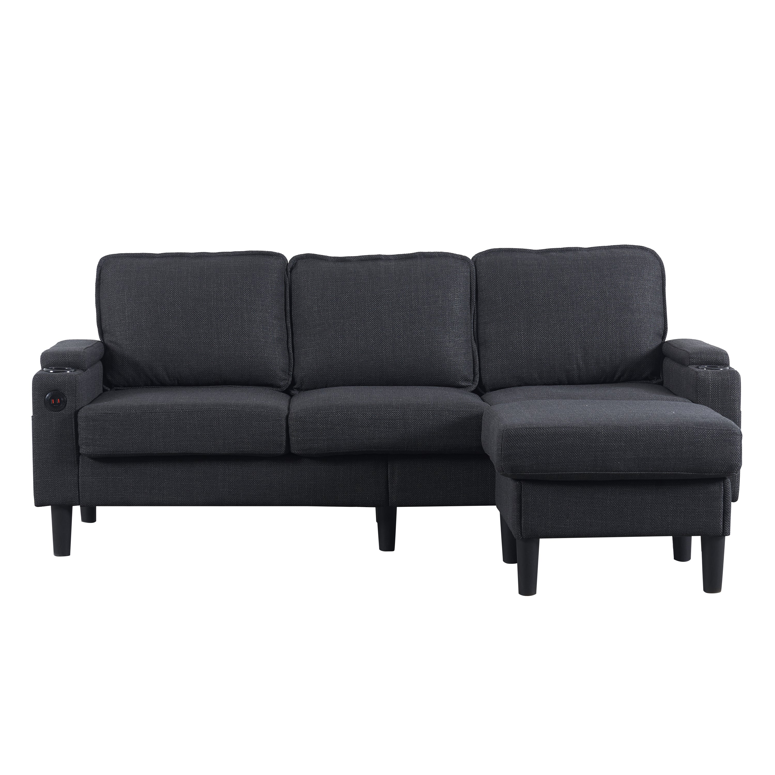 Dark Grey Knock Down 3-Seat L-Shaped Sectional Sofa with Storage Ottoman - Upholstered Couch for Living Room, Apartment, Bedroom & Compact Spaces - Perfect for Small Homes, Studio Apartments and Cozy Lounging