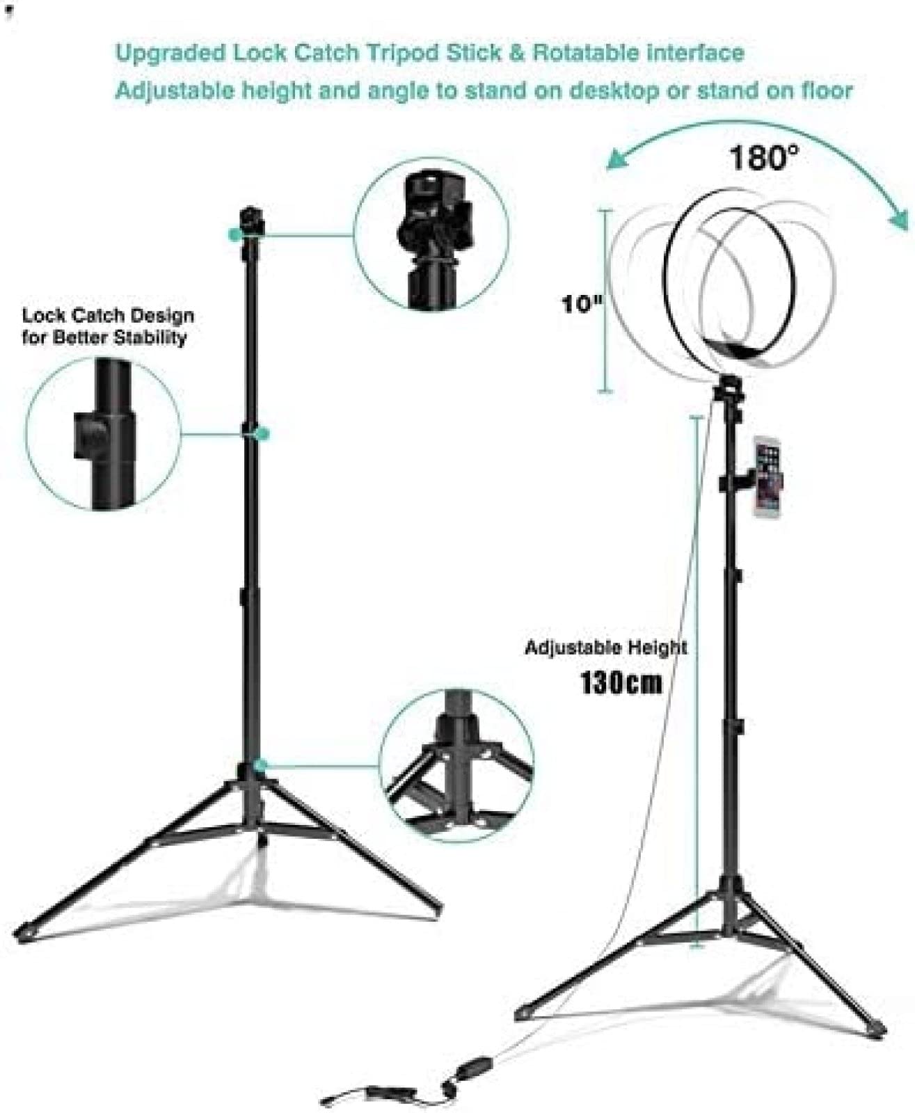 KRASS 12 Inch Selfie Ring Light with Tripod Stand & Phone Holder - Dimmable LED Ring Light with 3 Color Modes & 10 Brightness Levels - Perfect for YouTube Videos, TikTok Live Streaming, Vlogging, Makeup, Photography & Content Creation