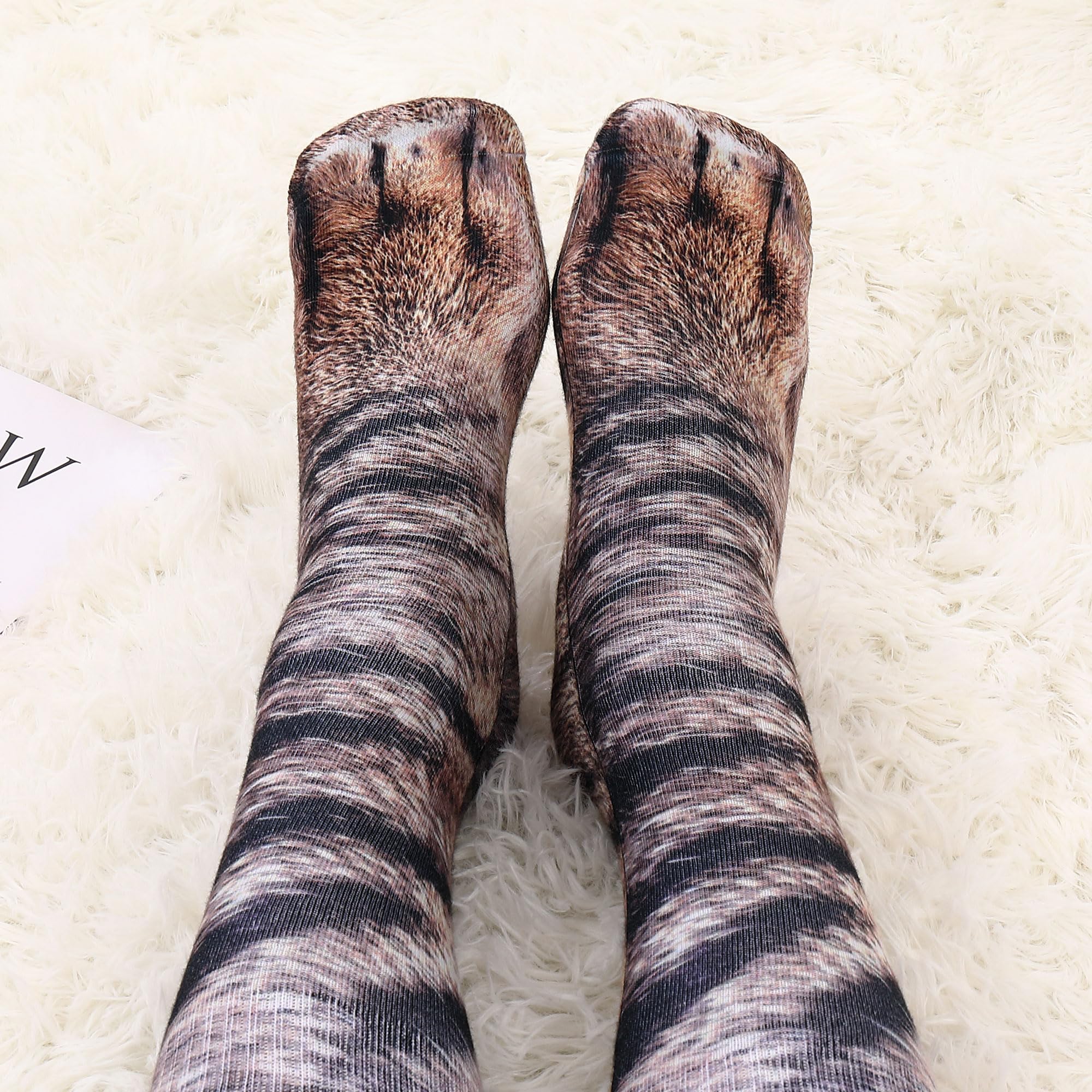 Funny 3D Animal Paw Socks - Cute Cat Tiger Dog Crew Socks for Men & Women | Novelty Gifts for Pet Lovers | Perfect for Cosplay, Halloween Costumes & Funny Gifts