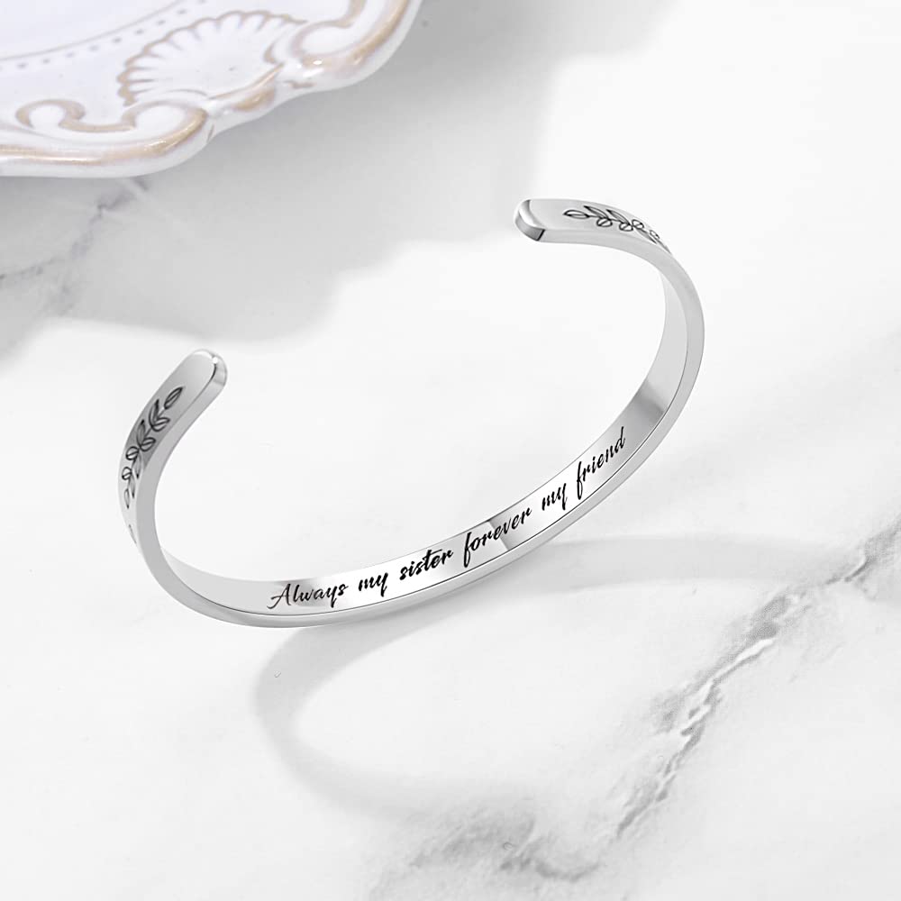 Personalized Cuff Bracelets for Women & Girls - Best Friend, Sister, Mom, Daughter, Granddaughter Jewelry - Custom Birthday, Mother's Day, Christmas & Easter Gifts - Perfect for Everyday Wear, Special Occasions & Gift Giving
