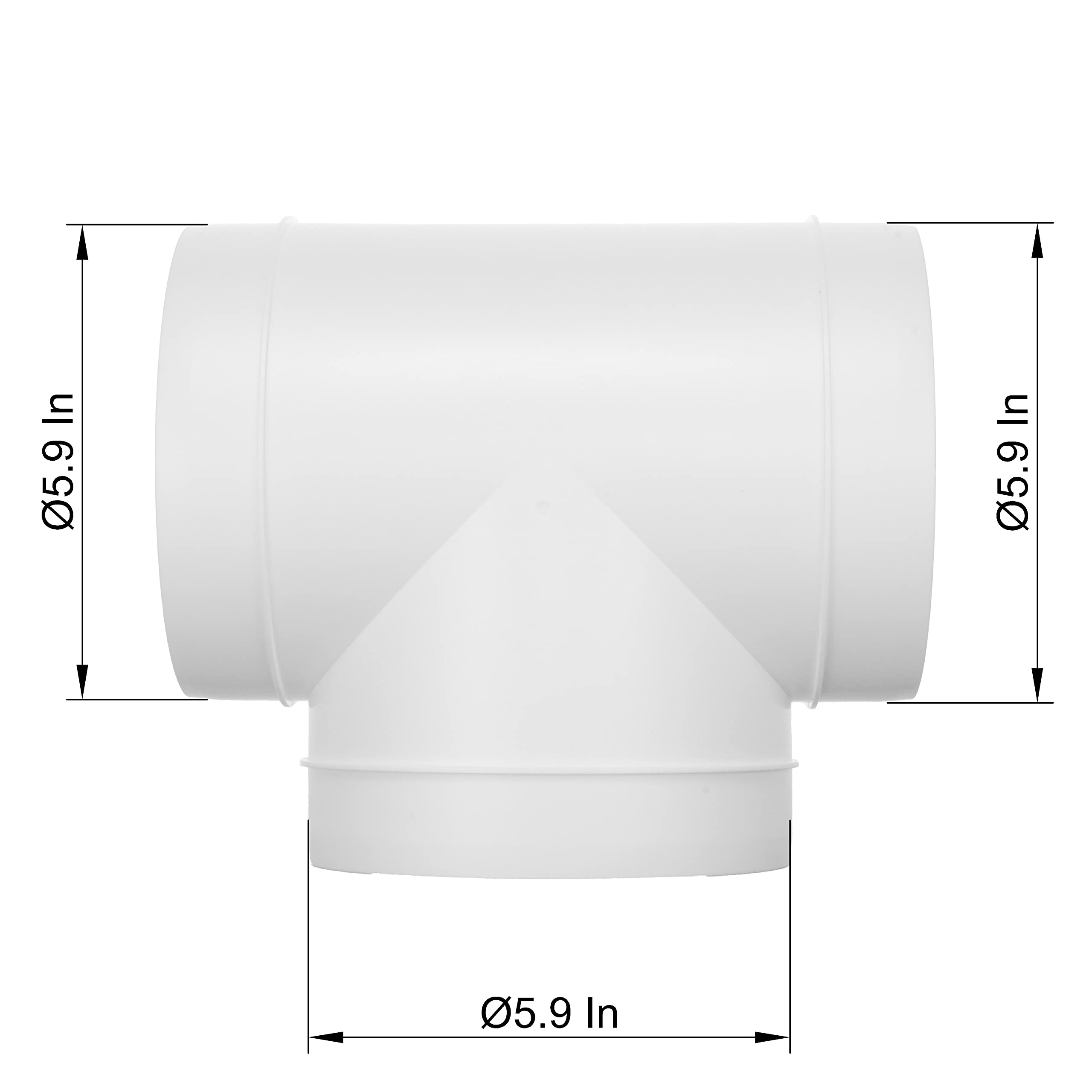 6 Inch ABS Plastic 3-Way T-Shaped Hose Connector Splitter - Dryer Vent Adapter for Round Pipe & Channel Ventilation Systems | Perfect for Laundry Room, HVAC & Industrial Ductwork