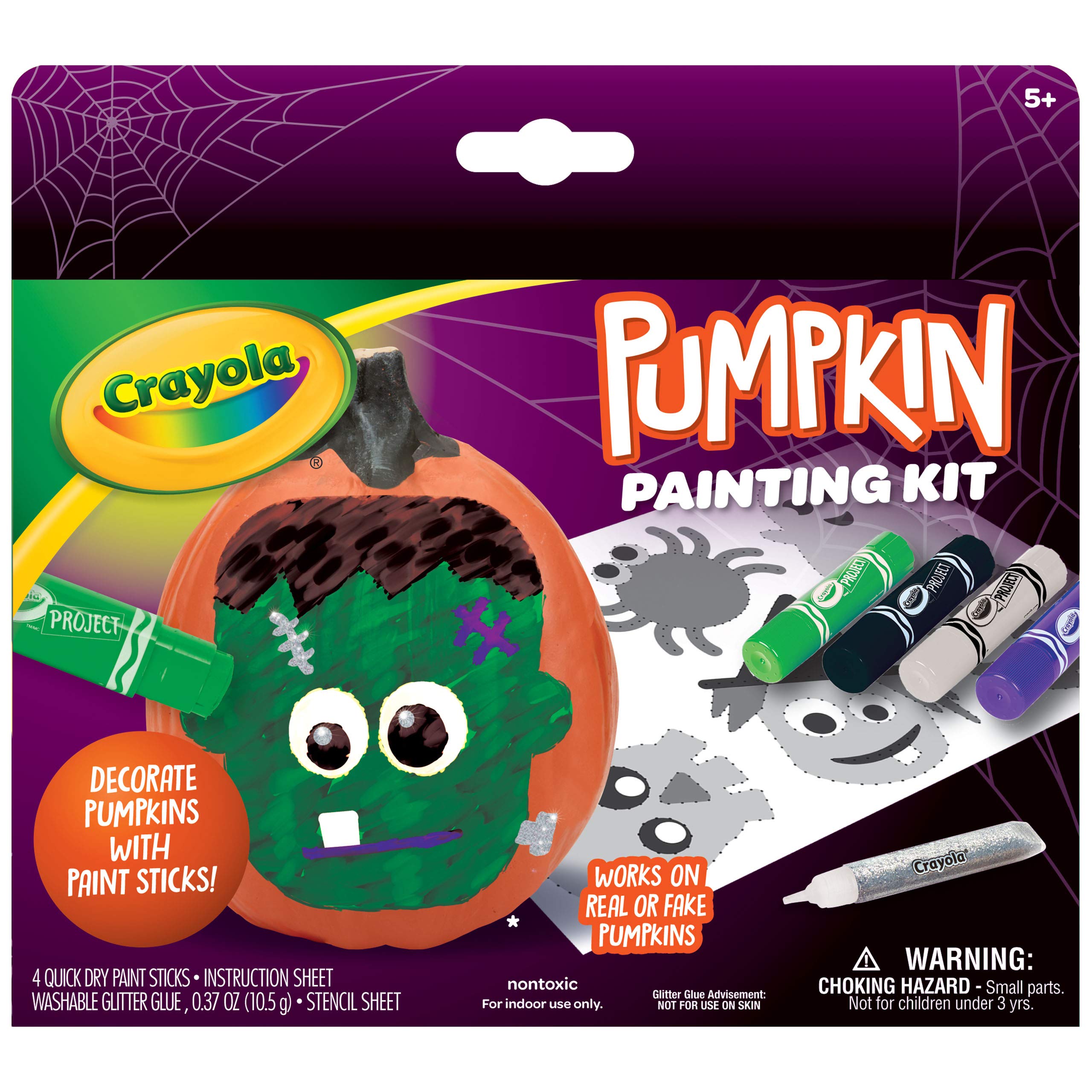 **Crayola No Carve Pumpkin Decorating Kit with Paint Sticks - Mess-Free Kids Painting Set, Halloween Pumpkin Decor, Creative Gift for Boys & Girls - Perfect for Fall Crafts & Holiday Decorations**