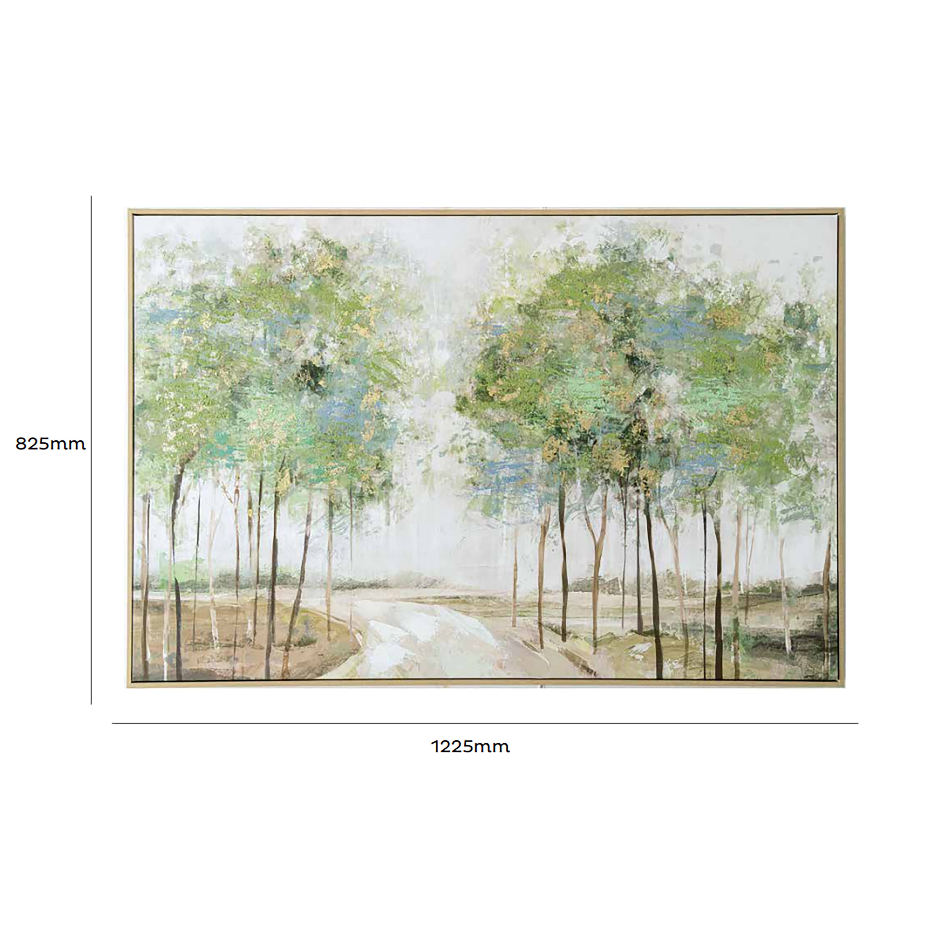 Urban Style Brushmarks Embellished Canvas Forrest Path Wall Art - Hand Painted Landscape Painting for Living Room, Bedroom & Office Decor