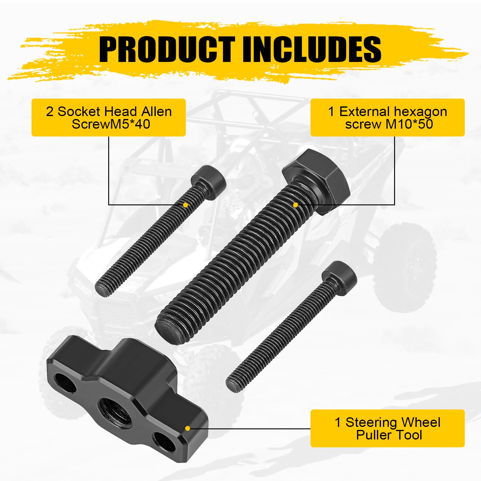 Polaris RZR XP1000 Turbo Steering Wheel Puller Tool - Heavy Duty UTV Wheel Removal Kit for ATV, Side by Side Vehicles - Perfect for DIY Repairs & Maintenance in Garages or Off-Road Adventures