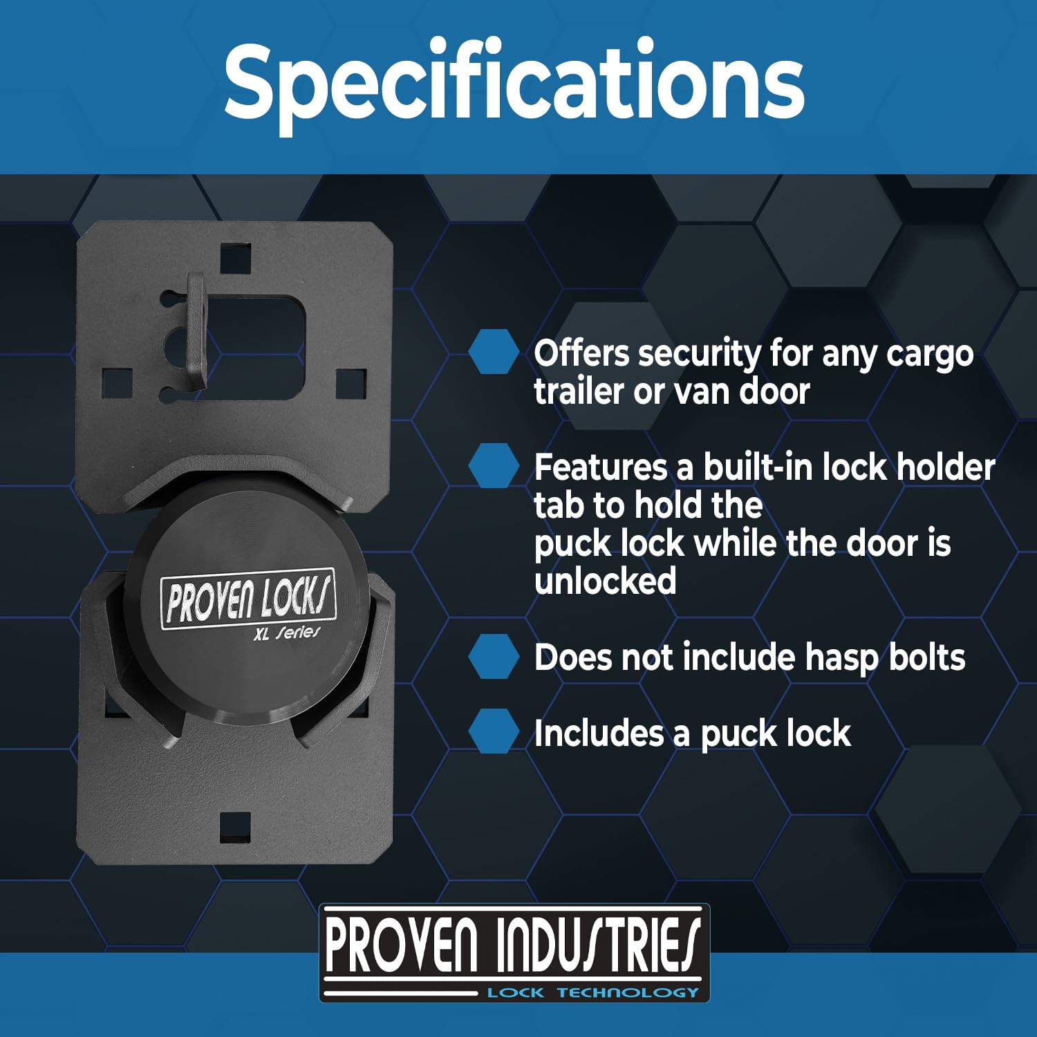 Proven Industries Puck Lock and Hasp Kit - Heavy Duty Storage Door Lock - Made in USA (Black) - Secure Sheds, Garages, Toolboxes & Outdoor Equipment