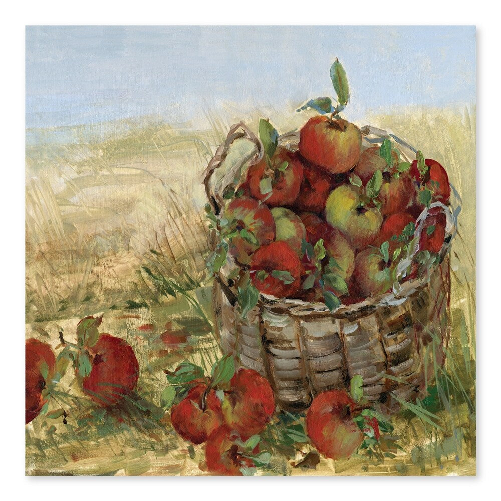 Apple Picking II Framed Canvas Wall Art - 27x27 Inches Ready to Hang Home Decor - Perfect for Living Room, Bedroom & Office Decorations