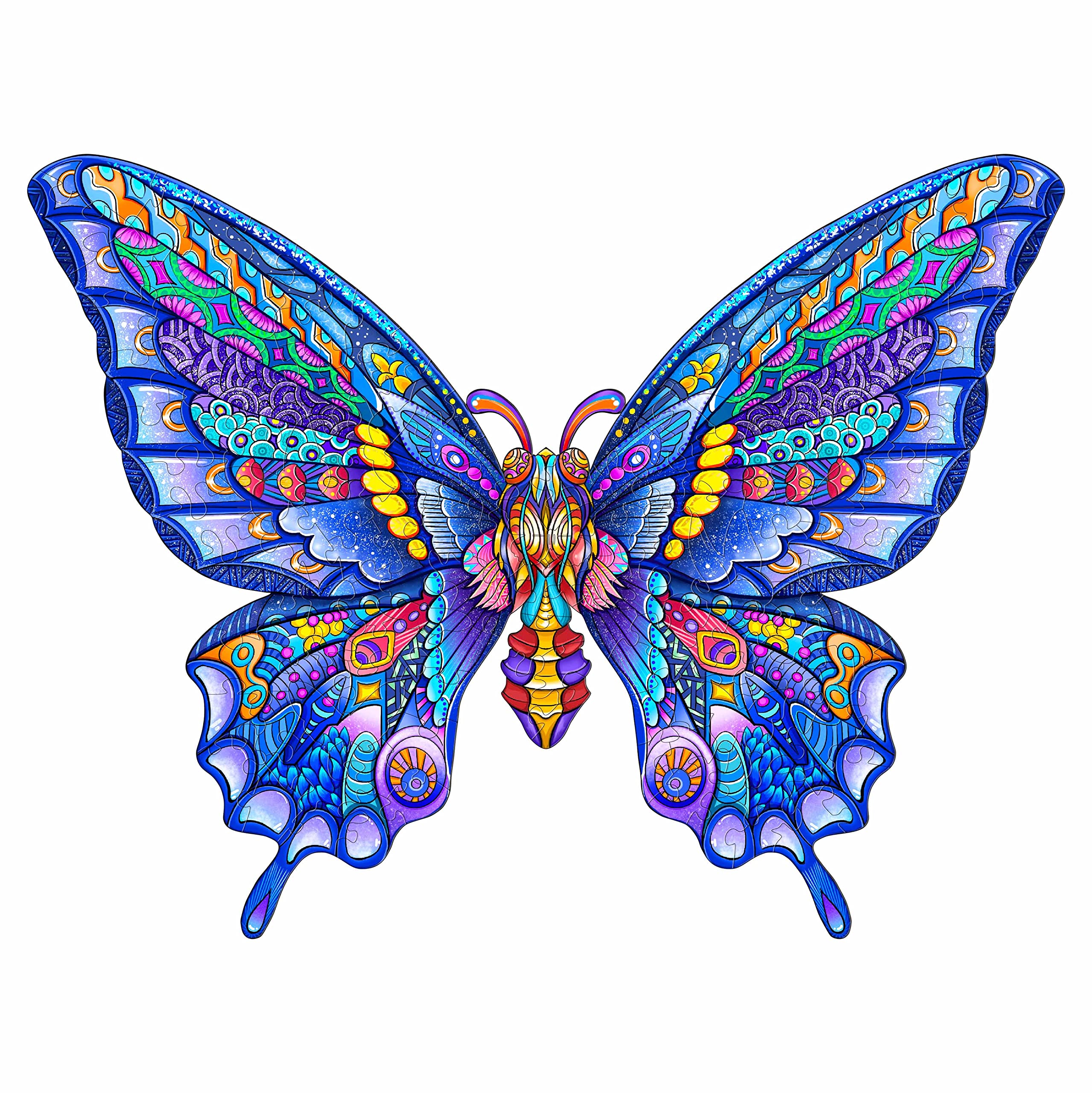 Premium Wooden Jigsaw Puzzle for Adults & Kids - 148-Piece Butterfly & Animal Shapes Puzzle with Wooden Storage Box (12.4 x 9.4 Inch) - Perfect for Family Game Night, Stress Relief & Home Decor