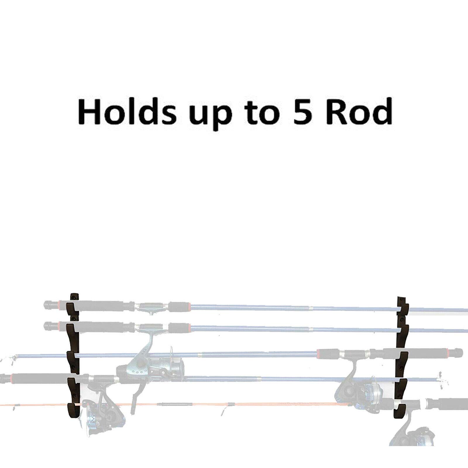 Premium Fishing Rod Wall Mount Storage Rack - Heavy Duty 5-Rod Holder for Garage, Cabin, Basement & Boat - Secure Organizer for Fishing Gear & Equipment - Perfect for Anglers & Outdoor Enthusiasts