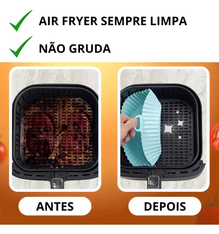2-Pack Non-Stick Silicone Air Fryer Accessories Set - Reusable, Oven & Microwave Safe with Handle - Perfect for Baking, Roasting & Meal Prep