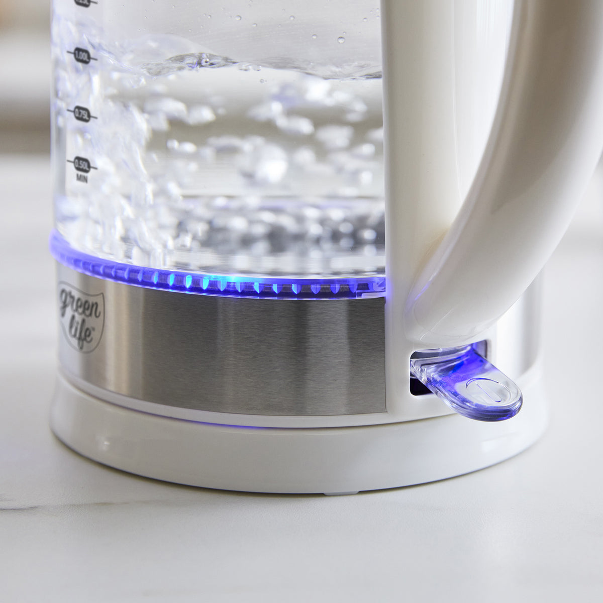GreenLife Qwik & EZ Glass Electric Kettle - 1.7L Fast Boiling, BPA-Free, Auto Shut-Off - Perfect for Tea, Coffee & Hot Water in Home or Office