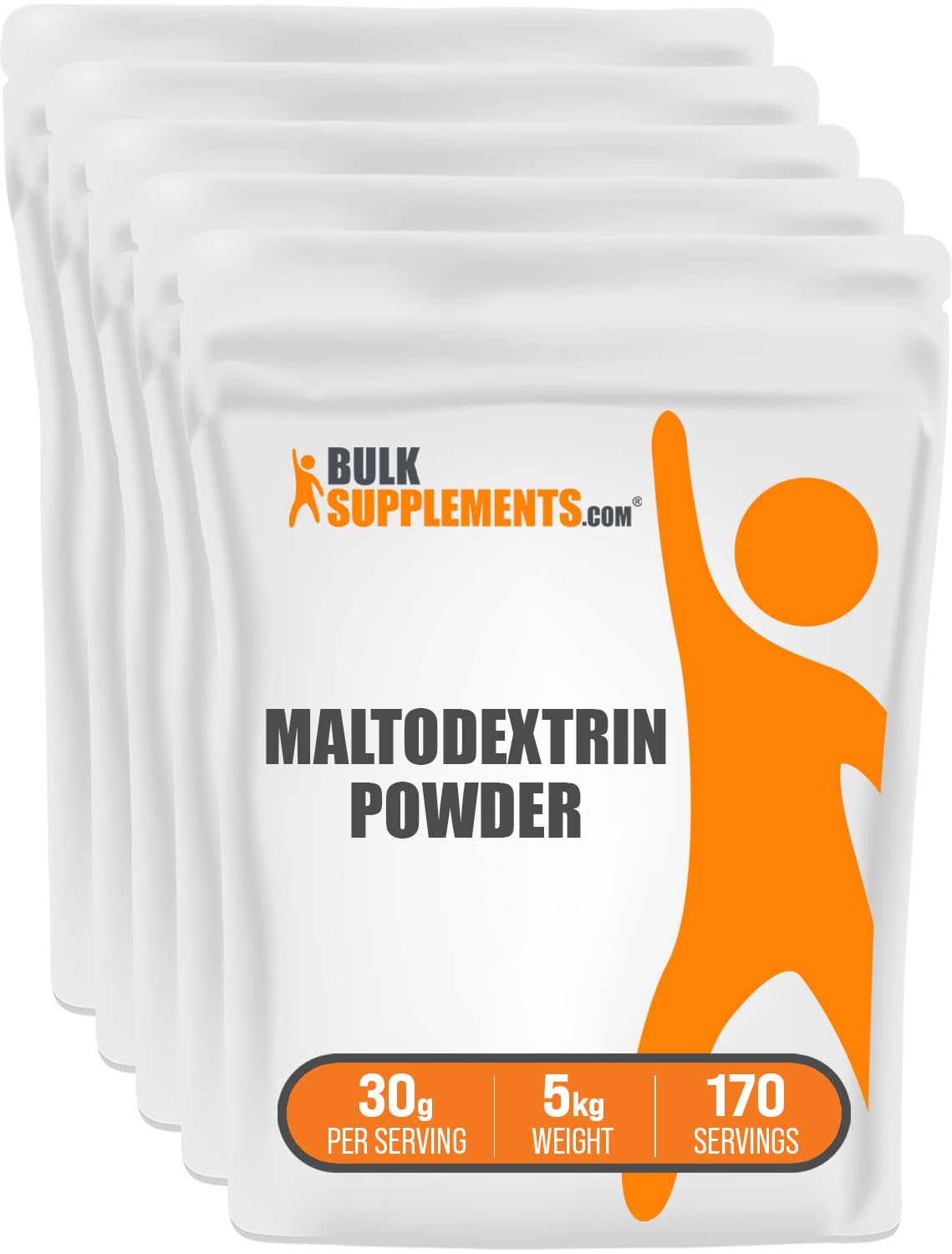 BulkSupplements.com Premium Maltodextrin Powder - Food Grade Energy Booster Supplement | Unflavored, Gluten Free, 30g per Serving | 5kg (11 lbs) Pack of 5 | Ideal for Workout Recovery, Baking & Sports Nutrition