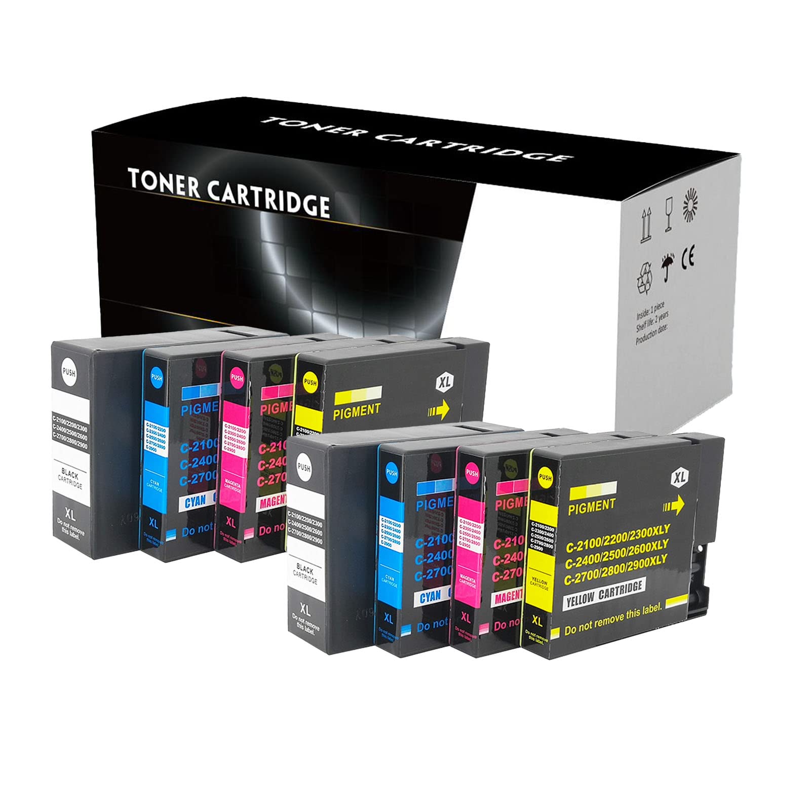ZCFJ PGI-2100 Compatible Ink Cartridge Replacement for Canon MAXIFY IB4060 MB5060 MB5160 MB5360 MB5460 Printers - 2-Pack Black & Multicolor - Ideal for School, Office & Home Printing Needs
