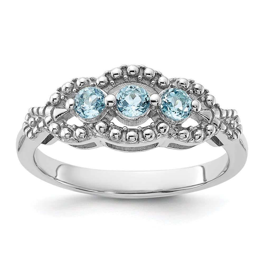 14K Sterling Silver Rhodium-Plated Swiss Blue Topaz Ring for Women | Elegant Jewelry Gift for Anniversary, Birthday & Special Occasions