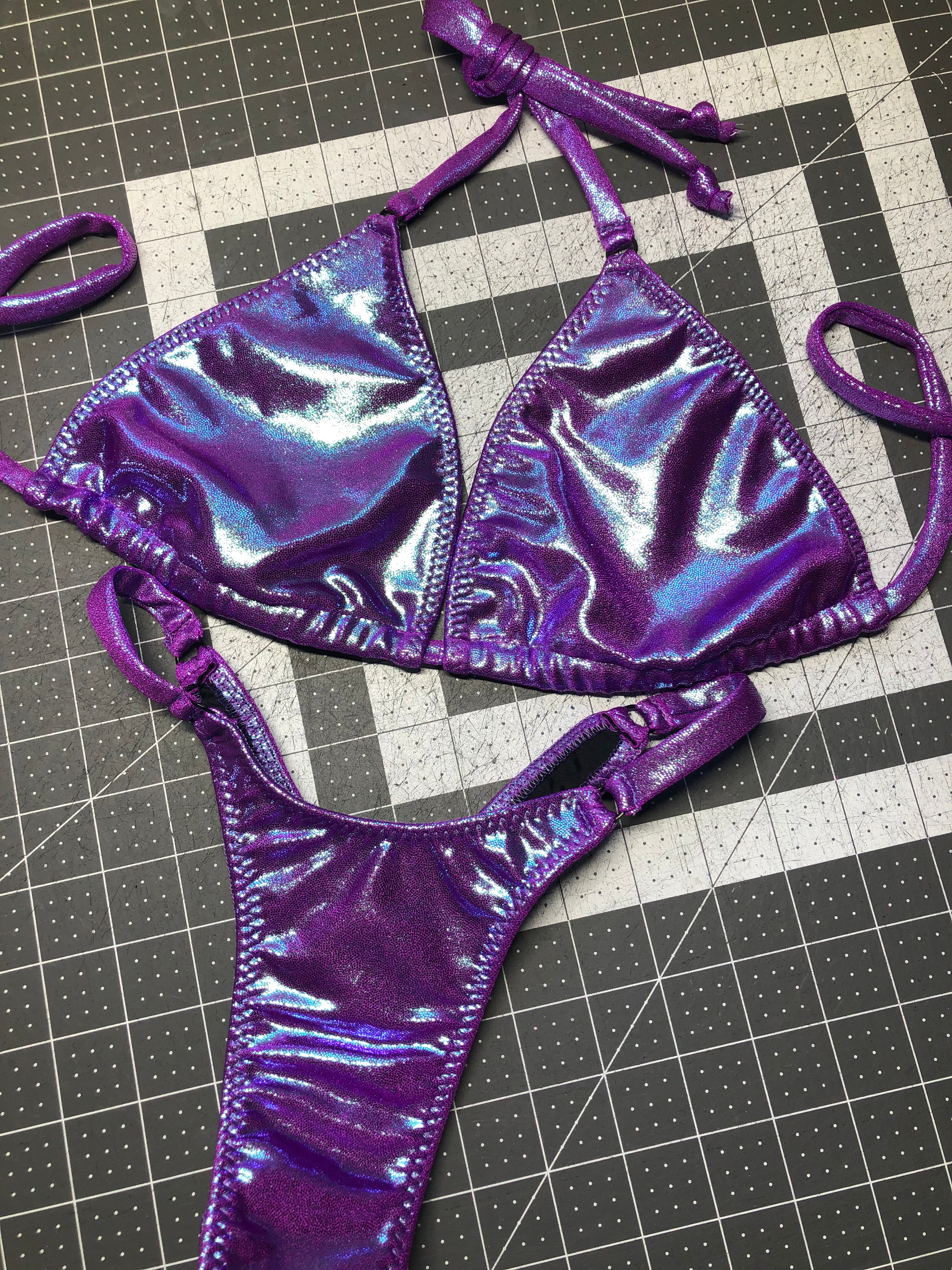 Metallic Lavender Bikini for Yoga & Posing Practice - Perfect for Beach, Pool & Fitness Photoshoots