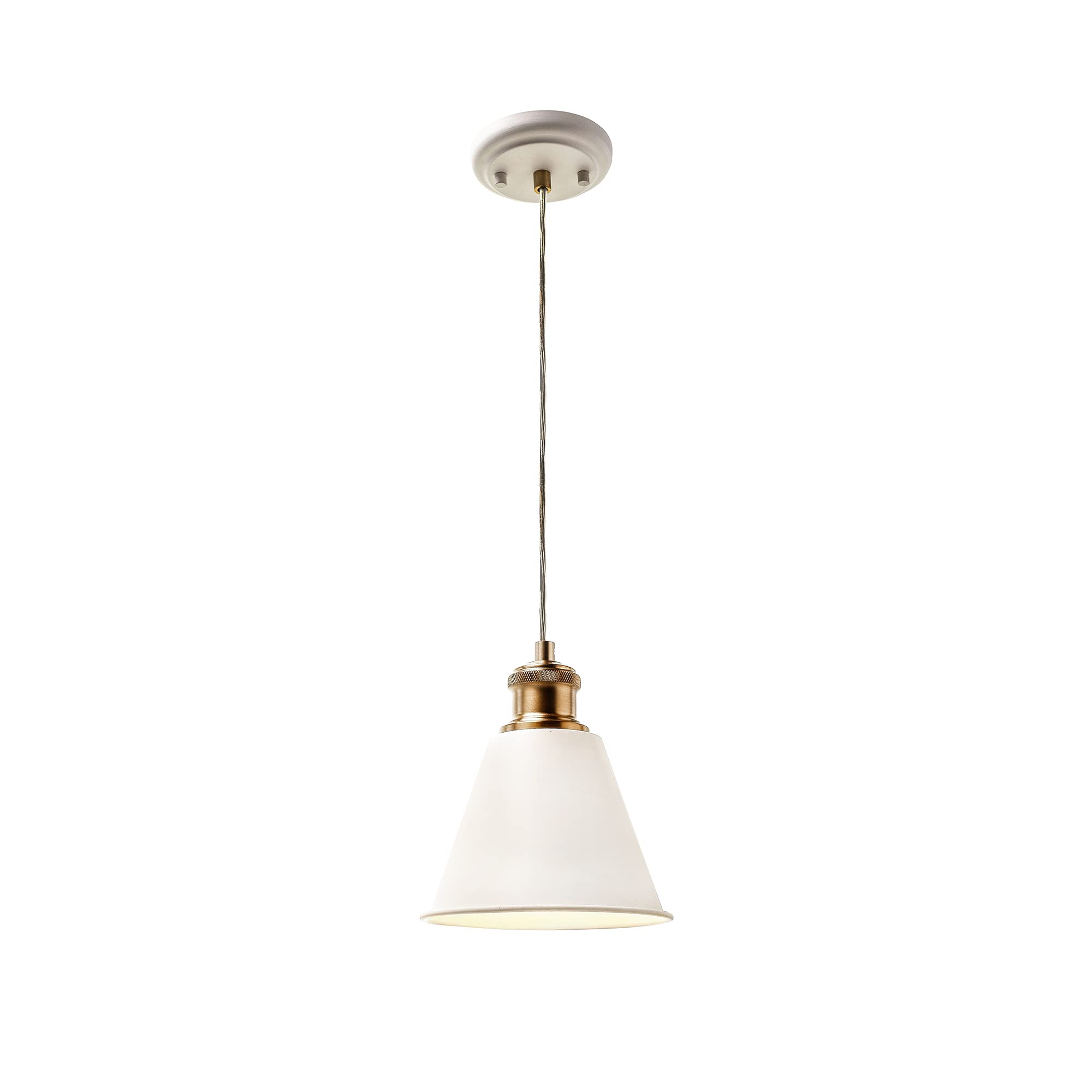 Aspen Creative 61155-11 Adjustable Indoor Pendant Light - Matte White & Warm Brass 2-Tone Finish - 7