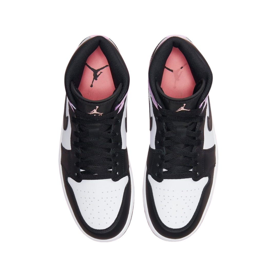Air Jordan 1 Mid GS Sneakers - Zen Master Tie Dye Bleached Coral White Basketball Shoes for Girls - Perfect for School, Sports & Streetwear Fashion