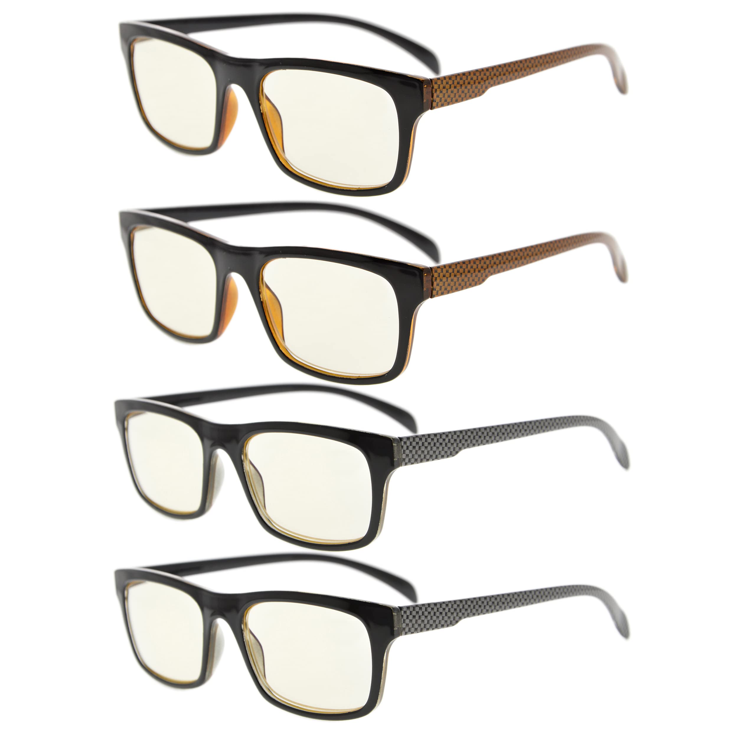 Eyekepper 4 Pack Blue Light Blocking Reading Glasses for Women & Men +3.00 Strength - Stylish Pattern Design for Computer Use, Office Work, and Screen Time Protection
