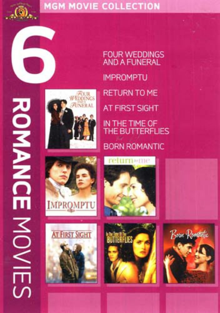 Romance Movie Collection 6-Pack DVD Set - Four Weddings and a Funeral, Impromptu, Return to Me, At First Sight, In the Time of Butterflies, Born Romantic - Perfect for Date Nights & Romantic Evenings