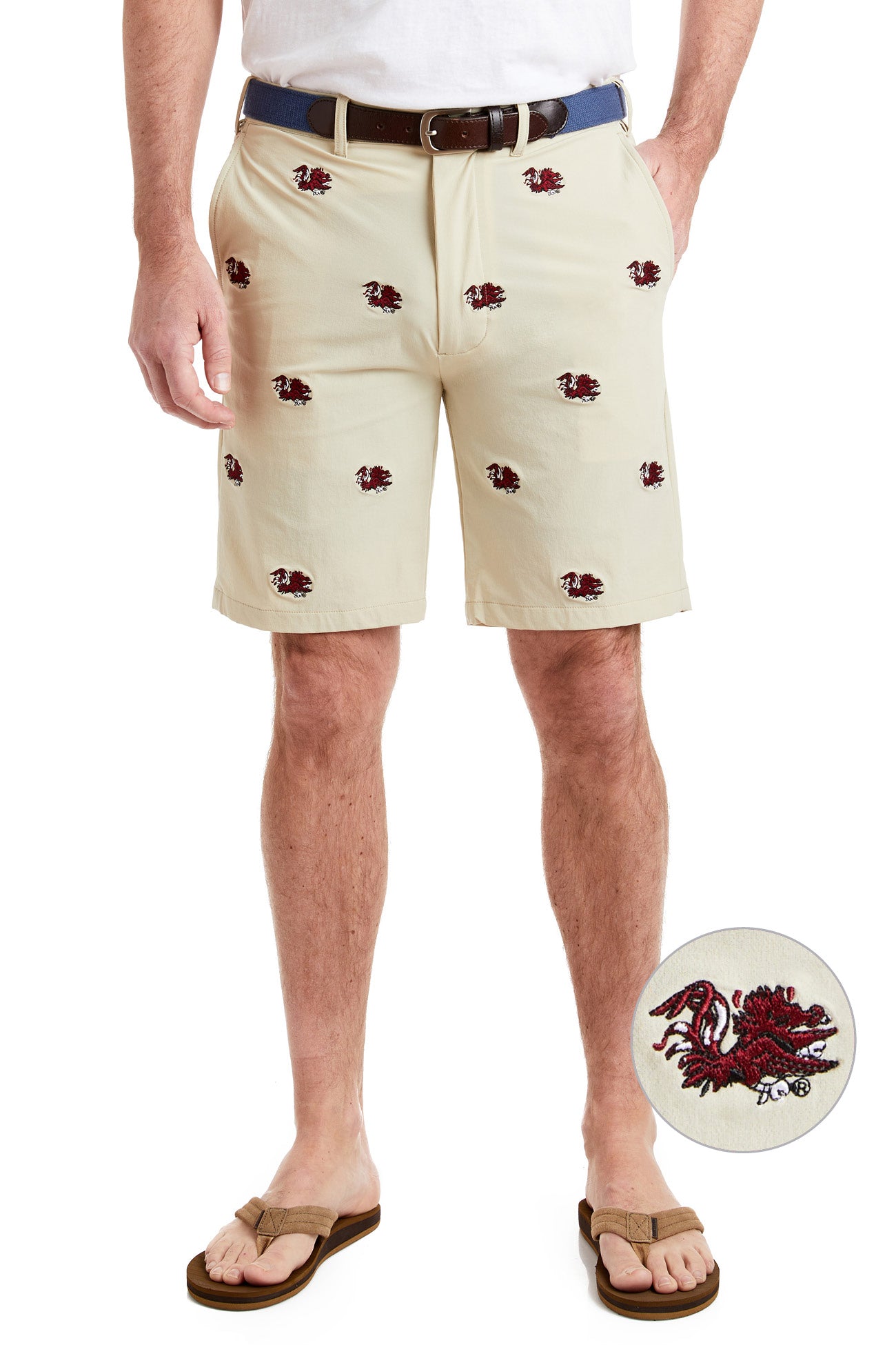 University of South Carolina Gamecocks Collegiate Performance Shorts - Khaki Color for Men's Athletic Wear, Gym Workouts & Game Day Fan Apparel