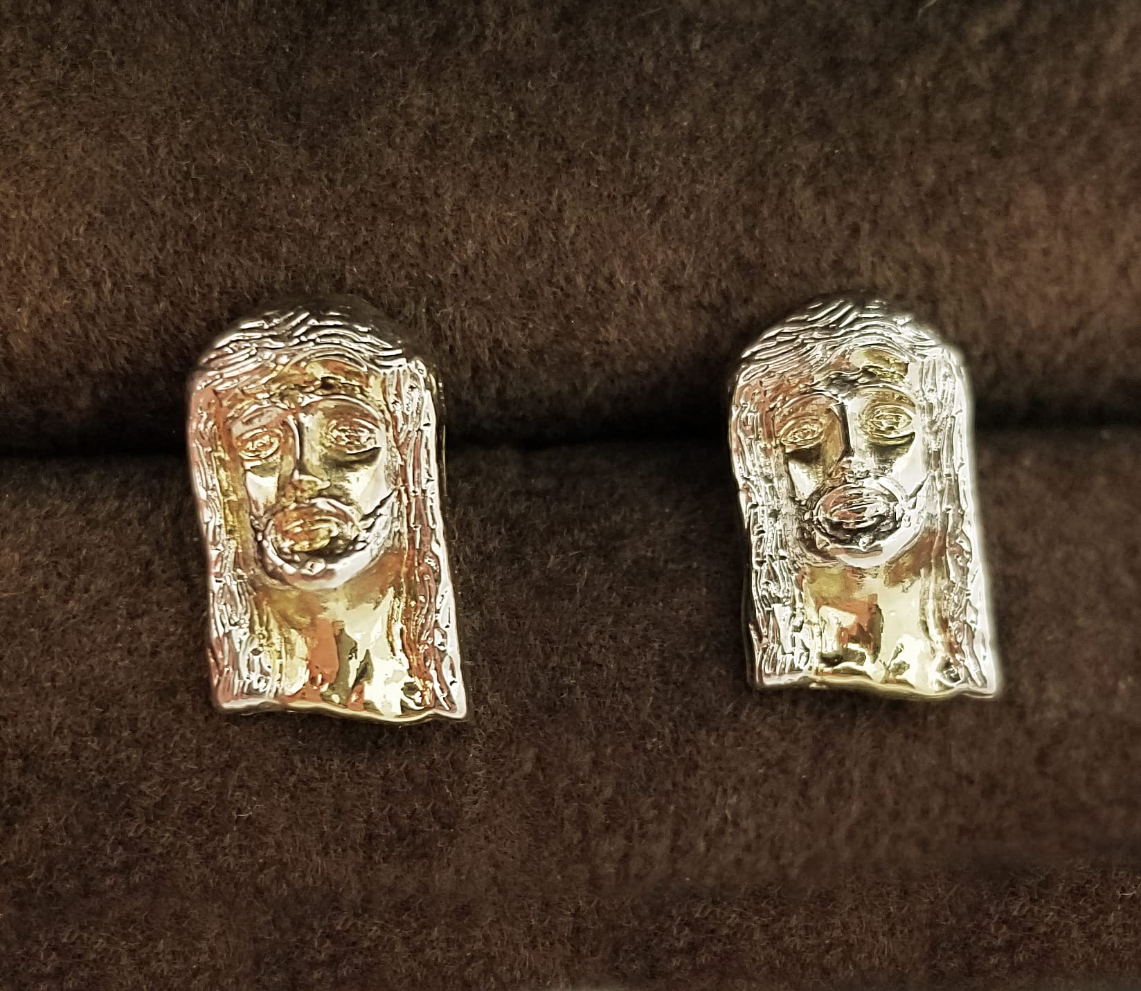 10K Yellow Gold Jesus Face Earrings for Men - Religious Jewelry for Church, Gifts & Everyday Wear