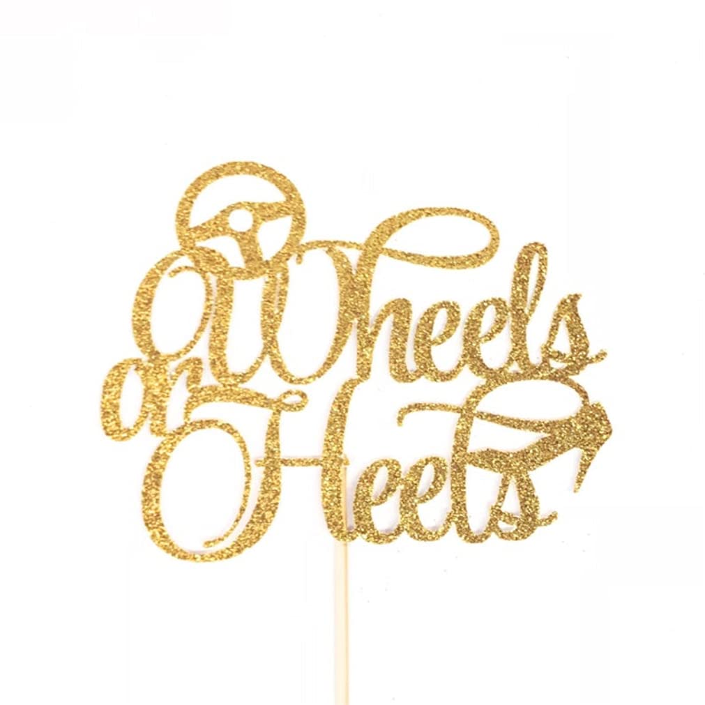 Gender Reveal Cake Topper - Wheels or Heels, He or She Baby Shower Decorations for Gender Reveal Parties, Baby Showers & Birthday Cakes