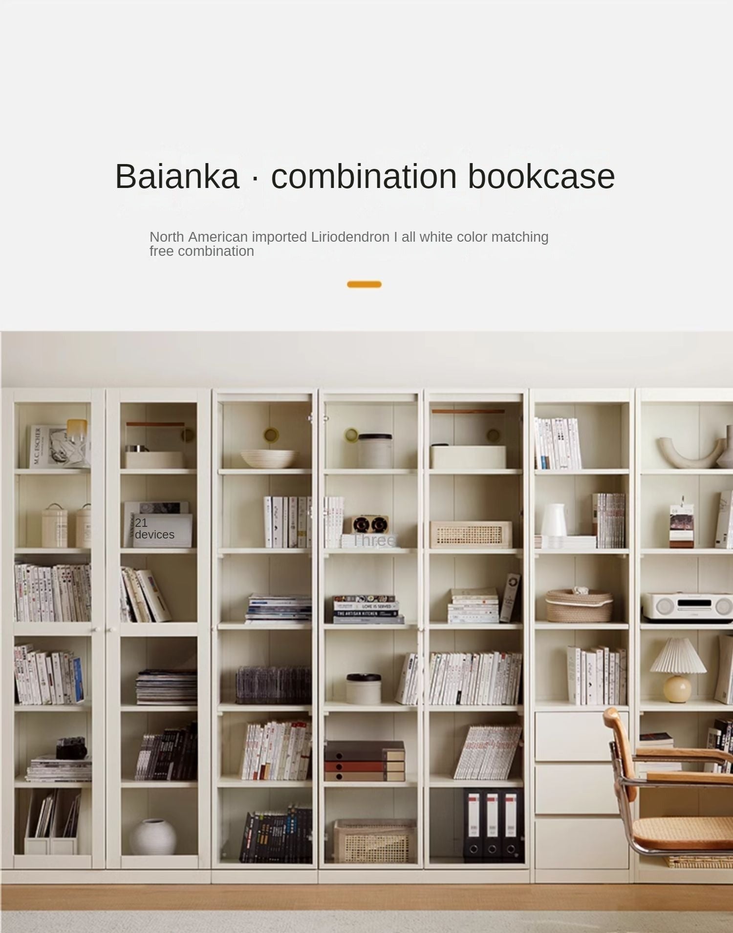 Solid Poplar Wood Bookcase - Wall to Ceiling Bookshelf with Adjustable Shelves for Home Office, Living Room & Library Storage