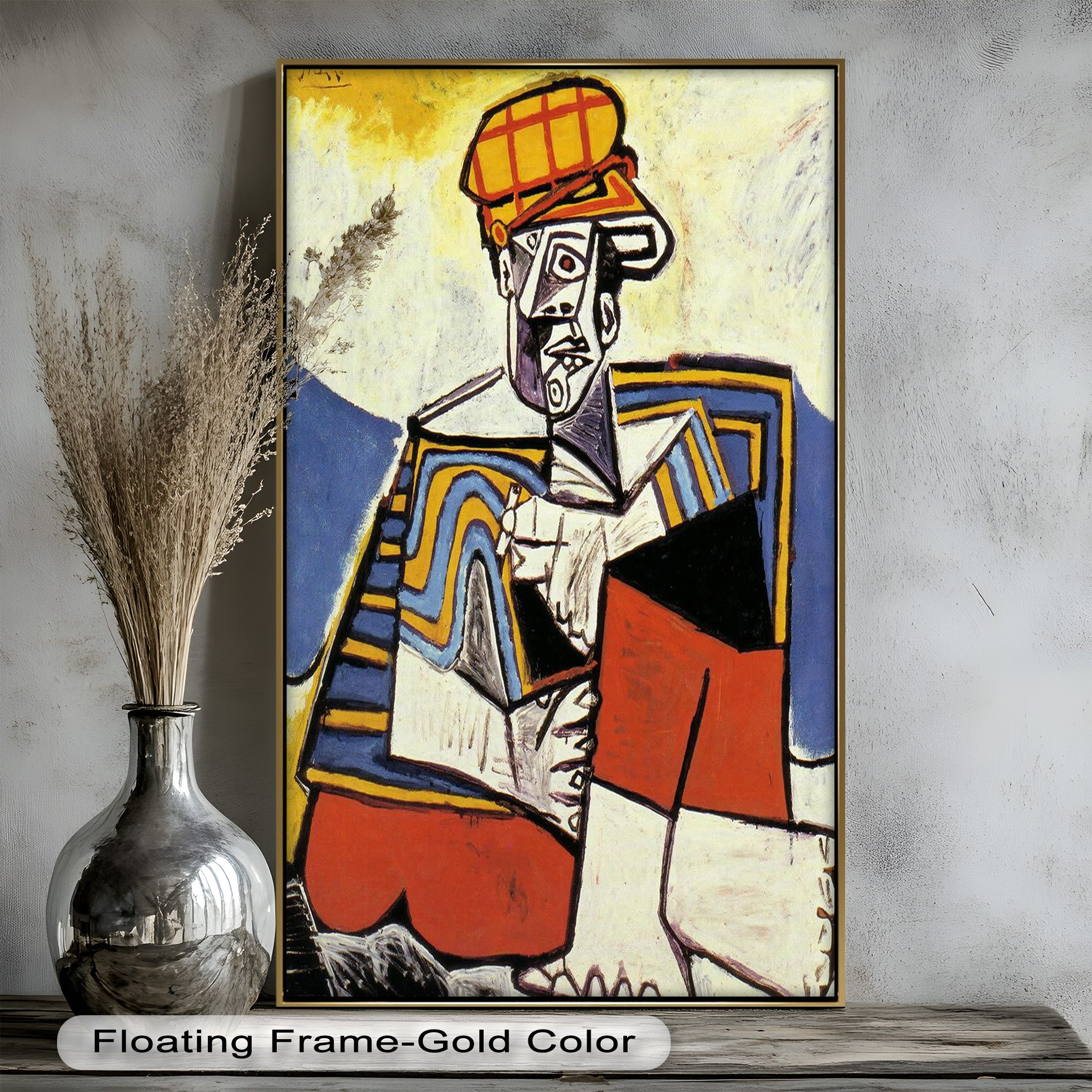 Abstract Man with Cap Wall Art - Cubist Oil Painting for Modern Home & Office Decor | Handmade Canvas Print | Unique Gift Idea for Art Lovers