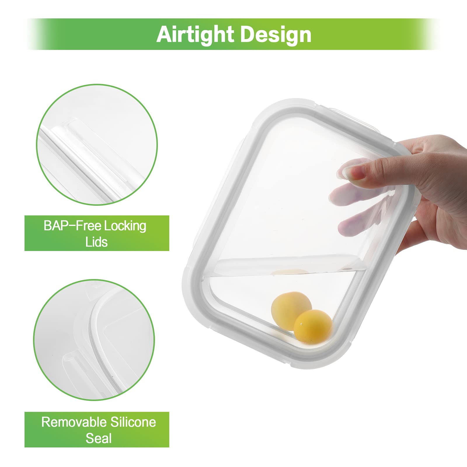 HOMBERKING 18-Piece Glass Food Storage Containers Set with Airtight Lids - BPA-Free Meal Prep & Lunch Bento Boxes for Kitchen, Office, Picnics (9 Containers + 9 Lids, White) - Perfect for Meal Prepping, Leftovers & On-the-Go Lunches