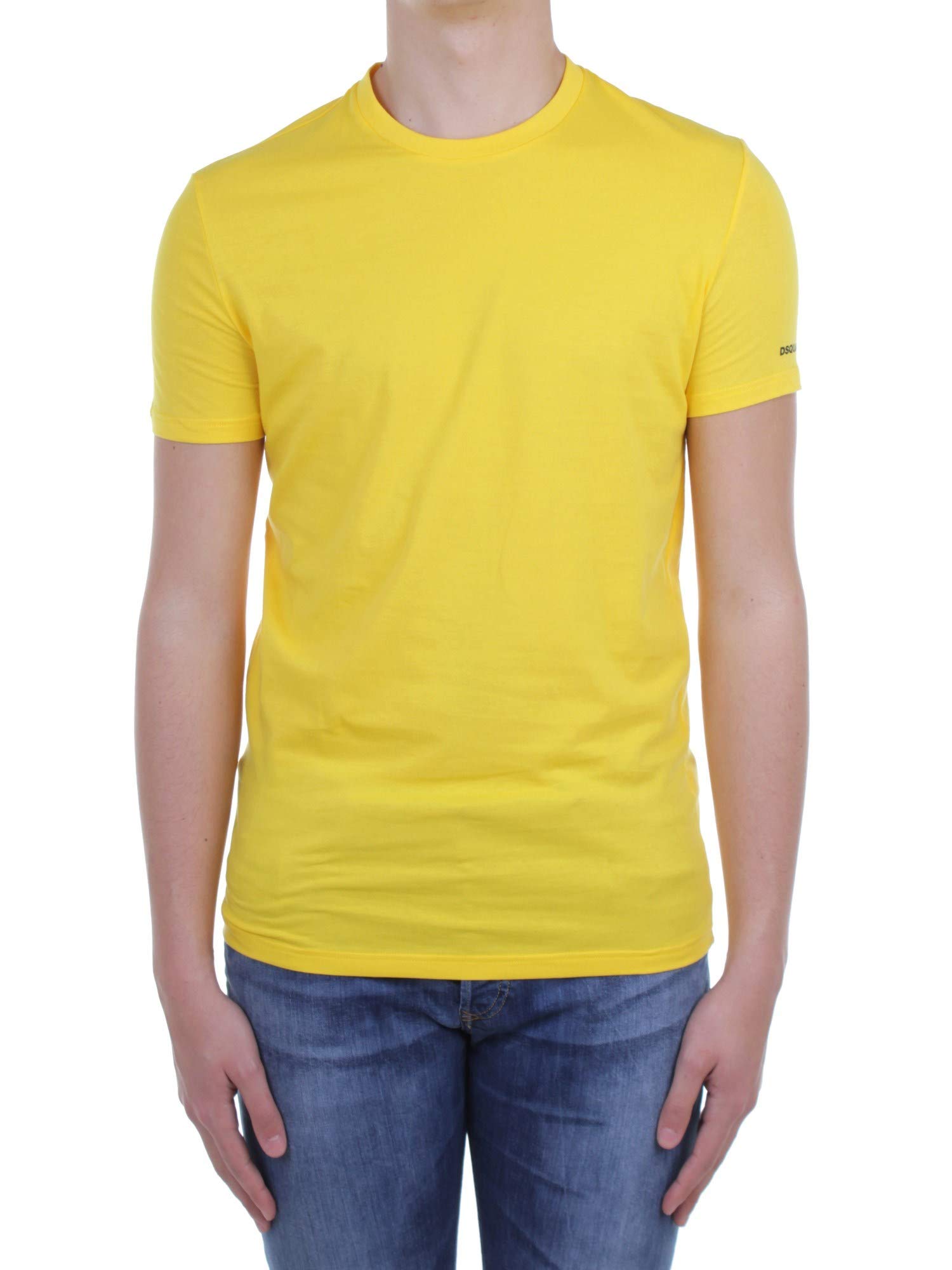 DSQUARED2 Men's Basic Yellow Cotton T-Shirt - Soft Crew Neck Casual Undershirt for Everyday Wear & Layering