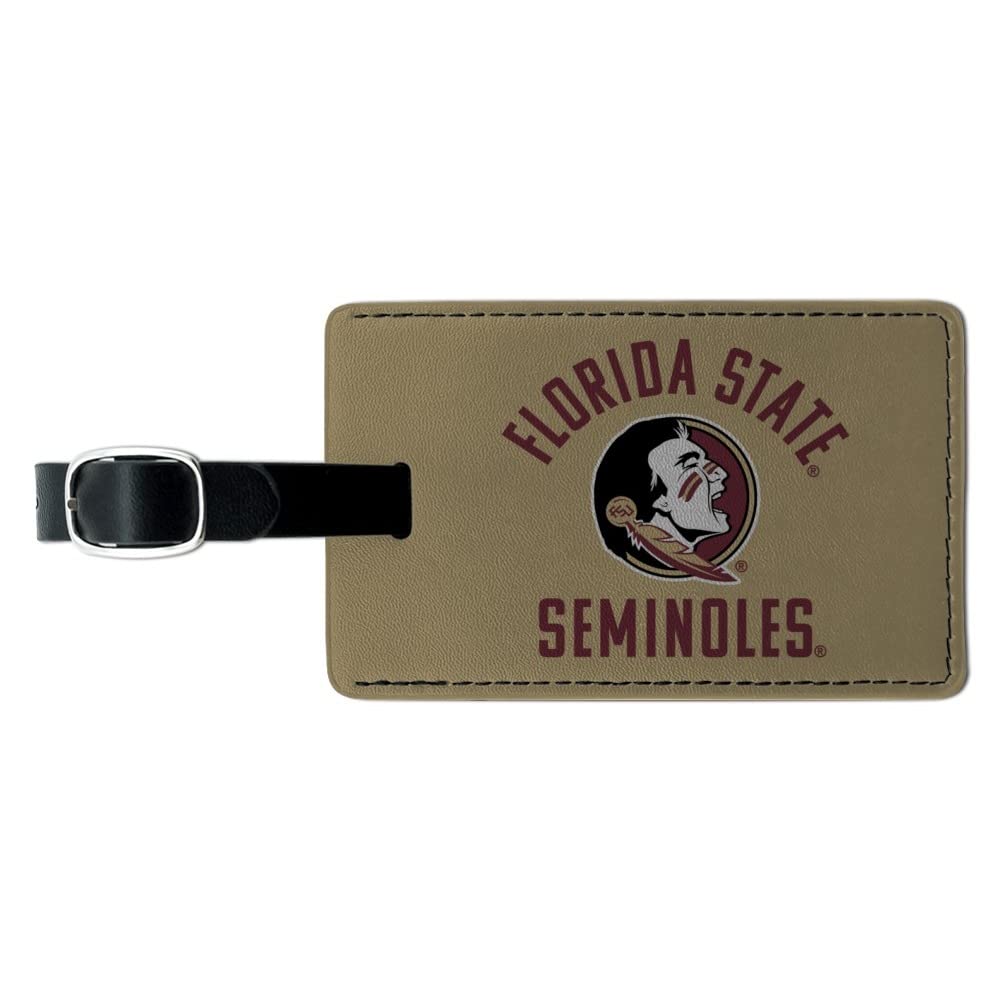Florida State Seminoles Leather Luggage Tag - Personalized Rectangle ID Card Holder for Suitcase & Carry-On Bags - Perfect for Travel, Sports Fans & Alumni Gifts