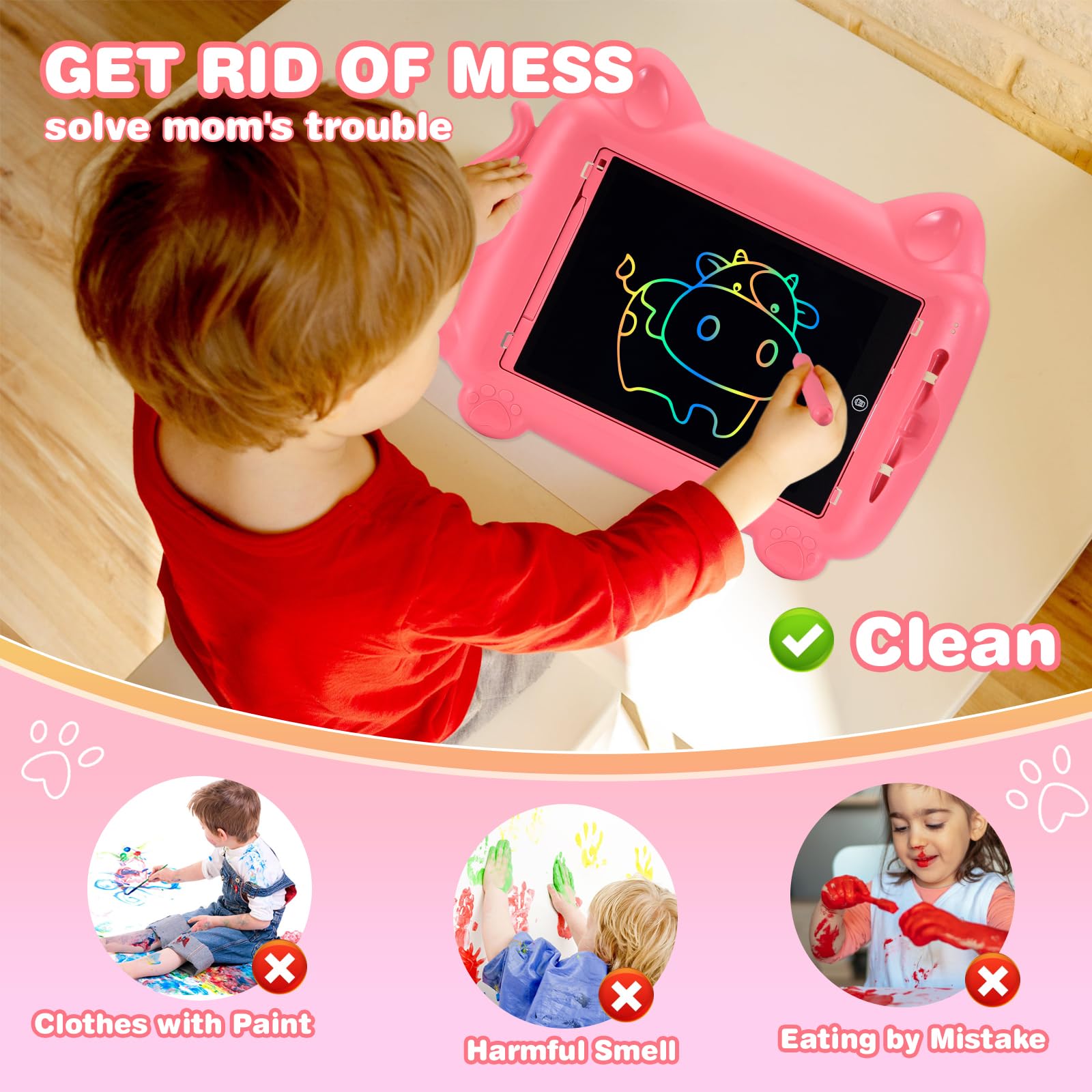 EooCoo 12 Inch LCD Writing Tablet for Kids Ages 3-8 - Electronic Drawing Pad, Easter Basket Stuffers, Travel Essential & Educational Gift for Girls & Boys - Perfect for Home, School & Road Trips