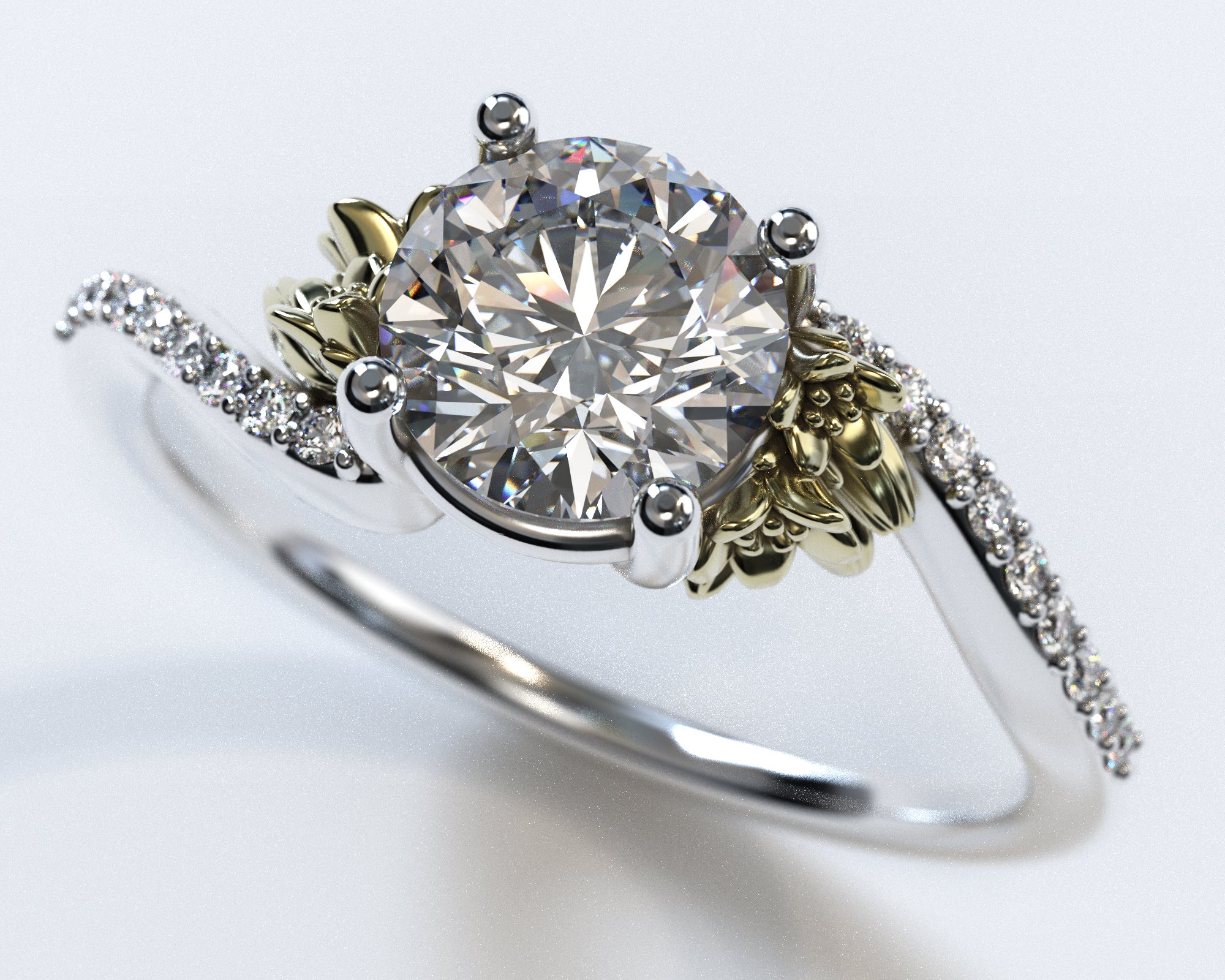 Two-Tone Gold Moissanite Engagement Ring for Women - Elegant Wedding Band, Promise Ring & Anniversary Gift - Perfect for Proposals, Bridal Jewelry & Special Occasions