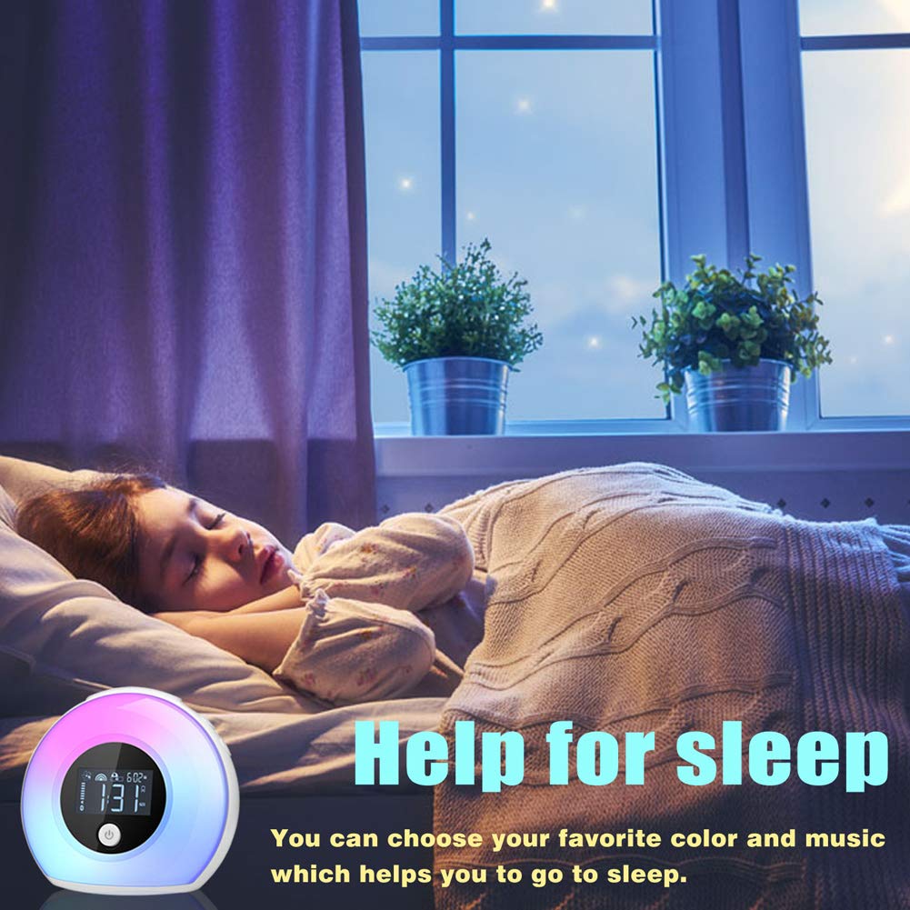 Wake Up Light Bluetooth Speaker - Dimmable Table Lamp Alarm Clock with Warm & Colorful LED Lights, Wireless Music Player for Bedroom, Kids Room, Party & Camping | Perfect for Morning Wake-Up, Night Light & Mood Lighting