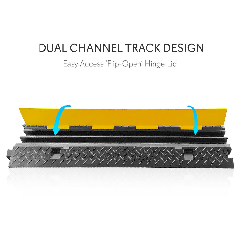 2 Channel Cable Cover Ramp Safety Track - Heavy Duty Cord Protector for Home & Office - Perfect for Floor Cable Management, Tripping Hazard Prevention, and Organized Workspaces