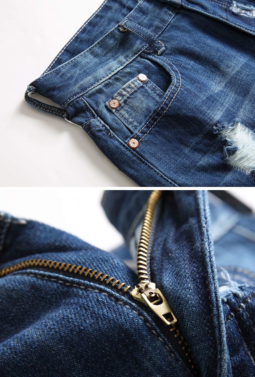 Men's Ripped Denim Jean Shorts - Straight Leg Casual Summer Essential for Men | Perfect for Beach, Vacation, and Everyday Wear
