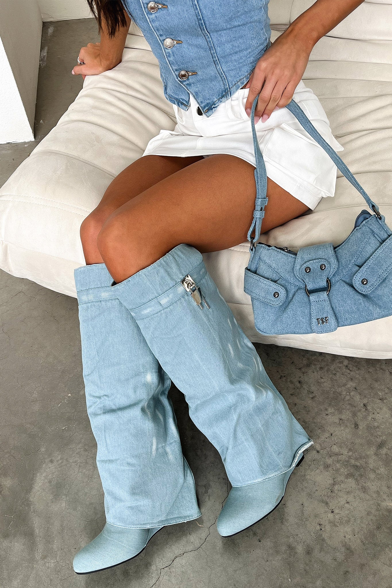 Hazal Women's Knee High Denim Boots - Stylish & Comfortable Western Cowgirl Boots for Fall & Winter Fashion
