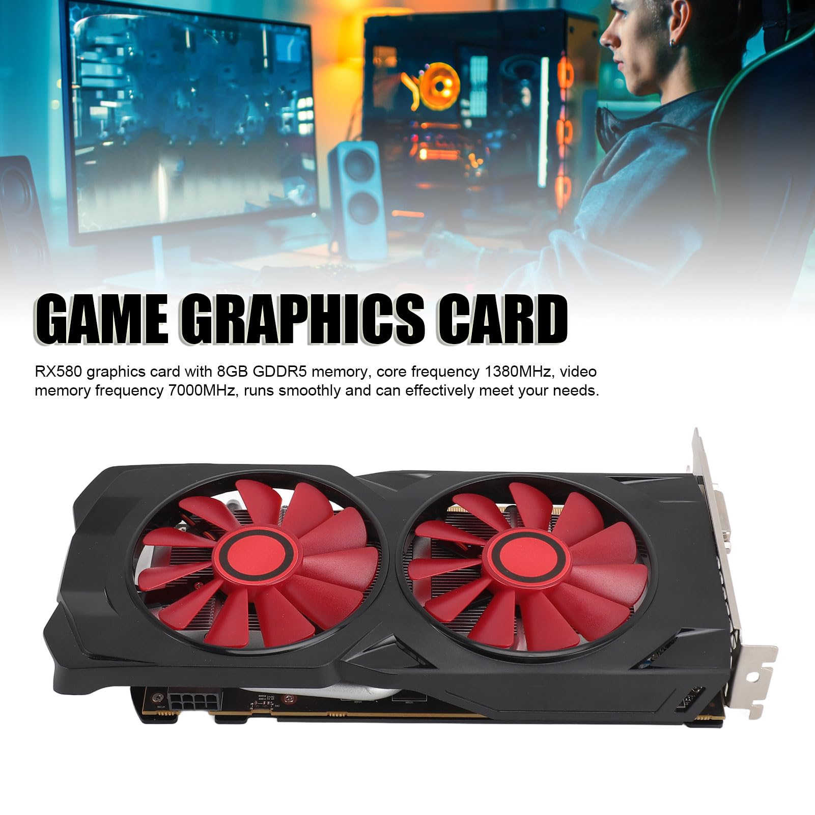 Annadue RX580 8GB GDDR5 256-bit Gaming Graphics Card - 1380MHz Core Clock, PCI Express 3.0 x16 - Perfect for 1080p Gaming, Video Editing & Cryptocurrency Mining