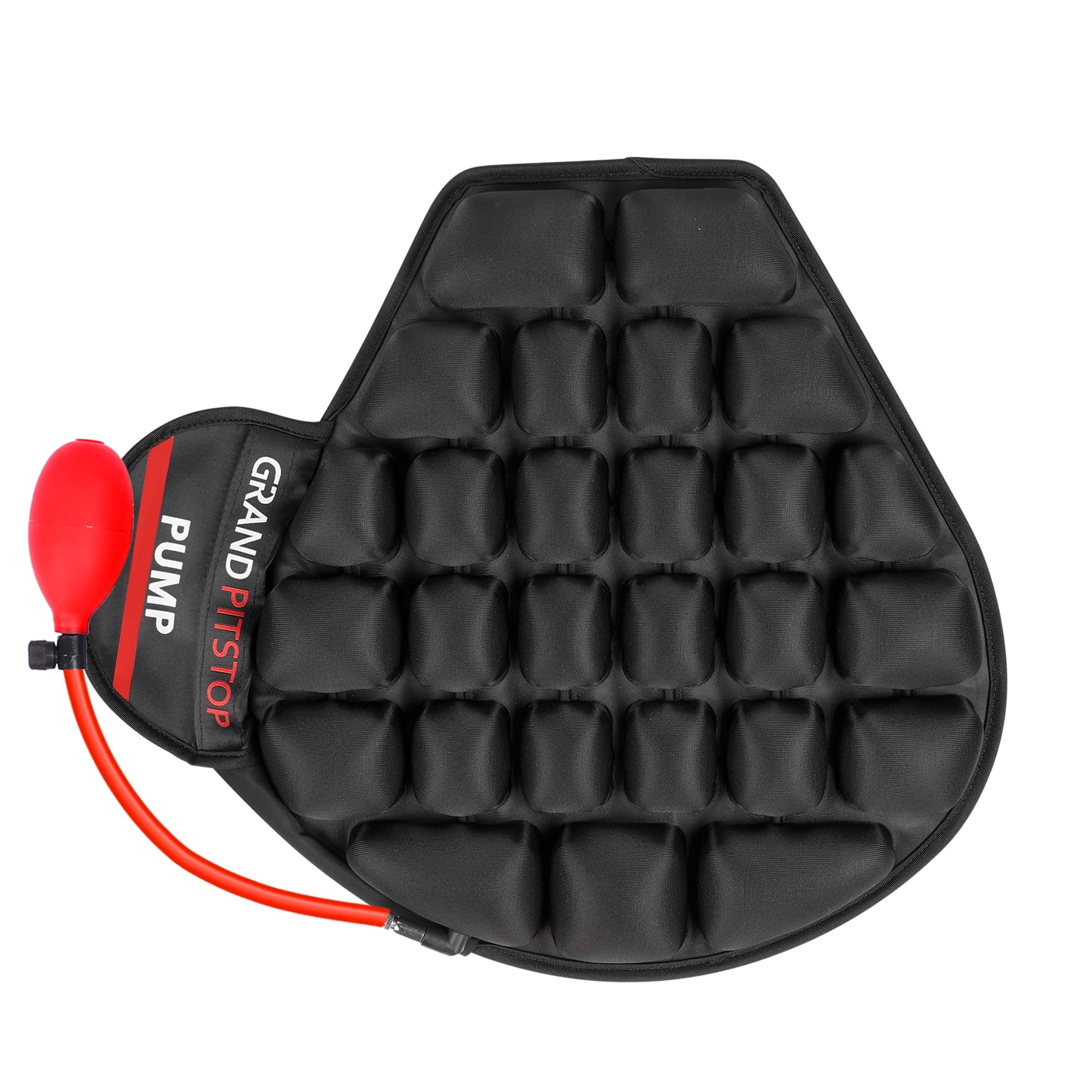 GRAND PITSTOP Motorcycle Air Seat Cushion with Pump - Inflatable Bubble Pad with Breathable Mesh Cover & Anti-Slip Base for Cruiser Bikes - Long Ride Comfort for Harley, Honda, Yamaha Motorcycles