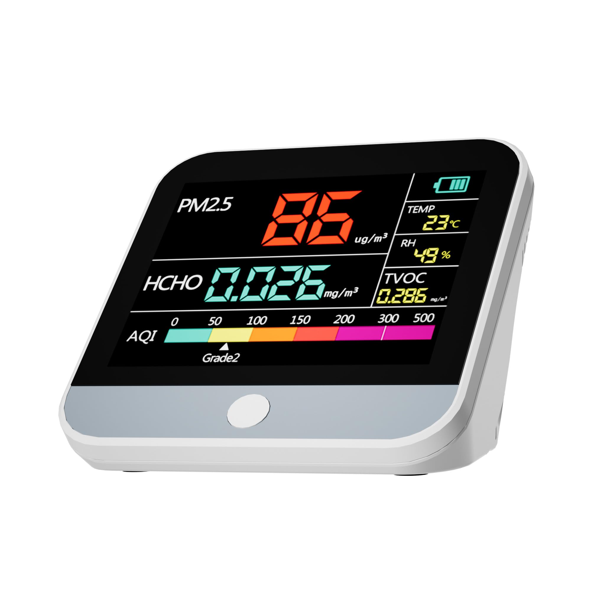 13-in-1 Air Quality Monitor Indoor - PM1/PM2.5/PM10 Particle Counter, AQI, Humidity, TVOC, Formaldehyde & Temperature Detector for Home & Office - Portable Air Quality Tester (White) - Perfect for Baby Rooms, Bedrooms & Workplaces
