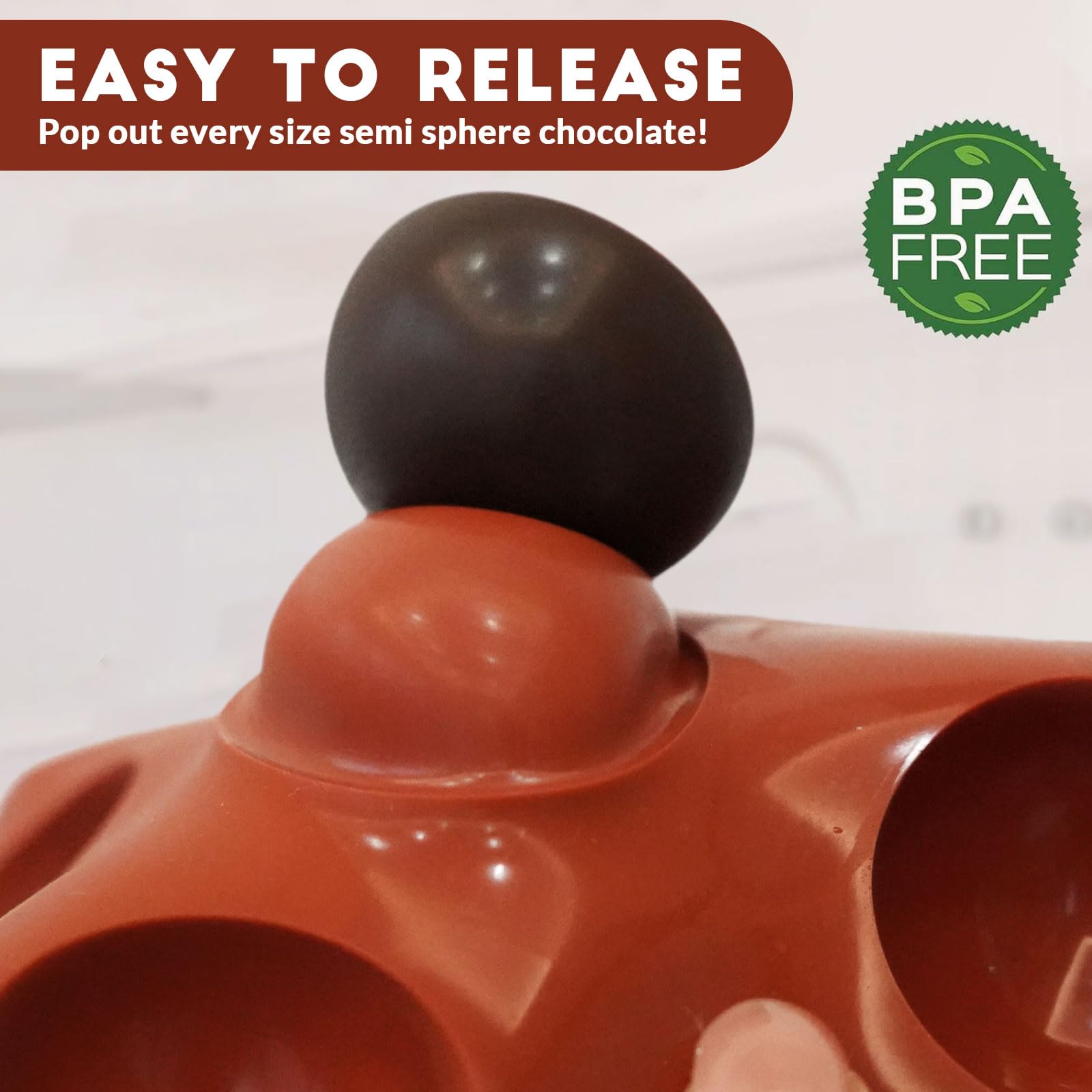 HKNMTT 15 Cavity Silicone Semi-Sphere Molds 2-Pack (1.5 Inch) - Food Grade BPA Free Chocolate Truffle, Jelly, Fat Bomb & Candy Molds for Baking - Perfect for Homemade Desserts, Party Treats & Freezer Snacks