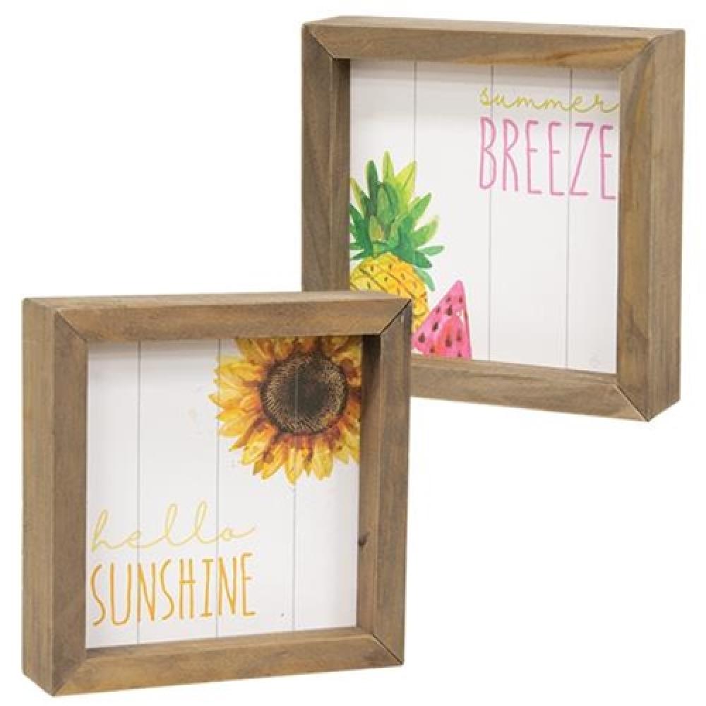 Hello Sunshine Two Sided Framed Wall Sign - Rustic Farmhouse Decor for Living Room, Bedroom & Porch - Perfect Home Decoration Gift