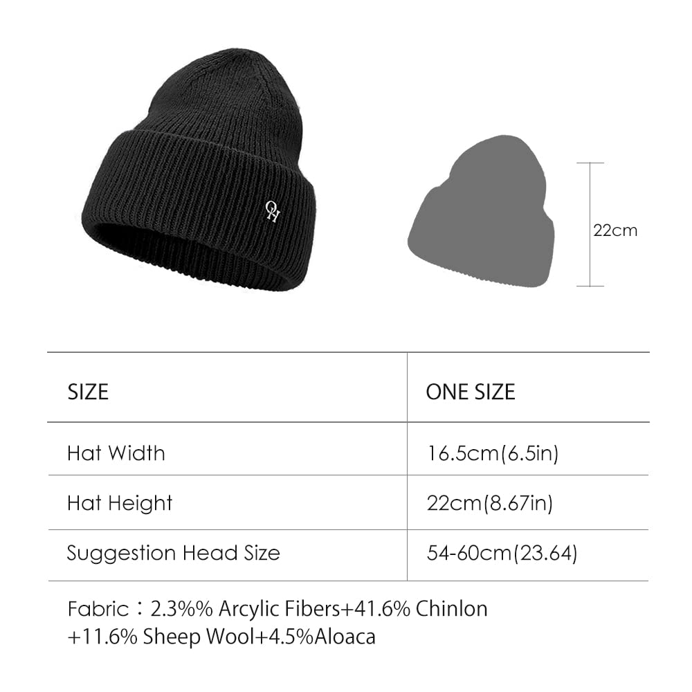 OHYOGA Winter Beanie Hats for Men & Women - Warm Chunky Cable Knit Fleece Lined Skull Cap - Perfect for Skiing, Snowboarding & Cold Weather Outdoor Activities