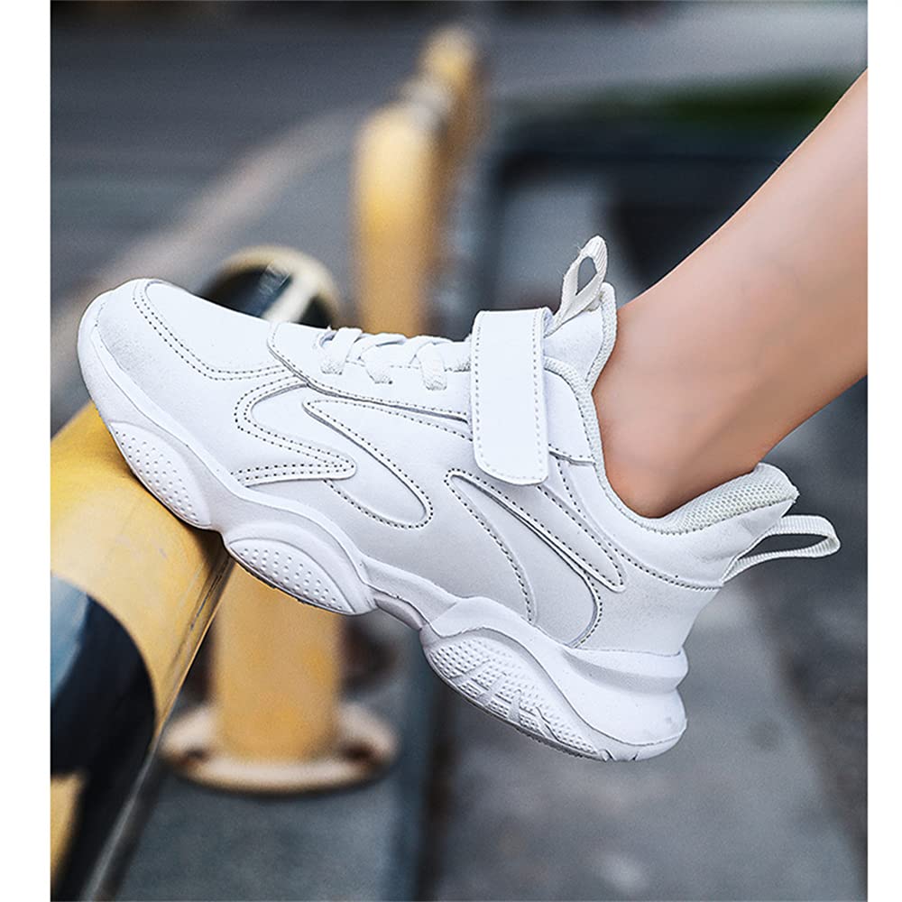 MATERUIEYES Kids' Running Shoes - Breathable Mesh Sports Sneakers for Girls, Lightweight & Comfortable White Athletic Shoes - Perfect for School, Play & Daily Activities