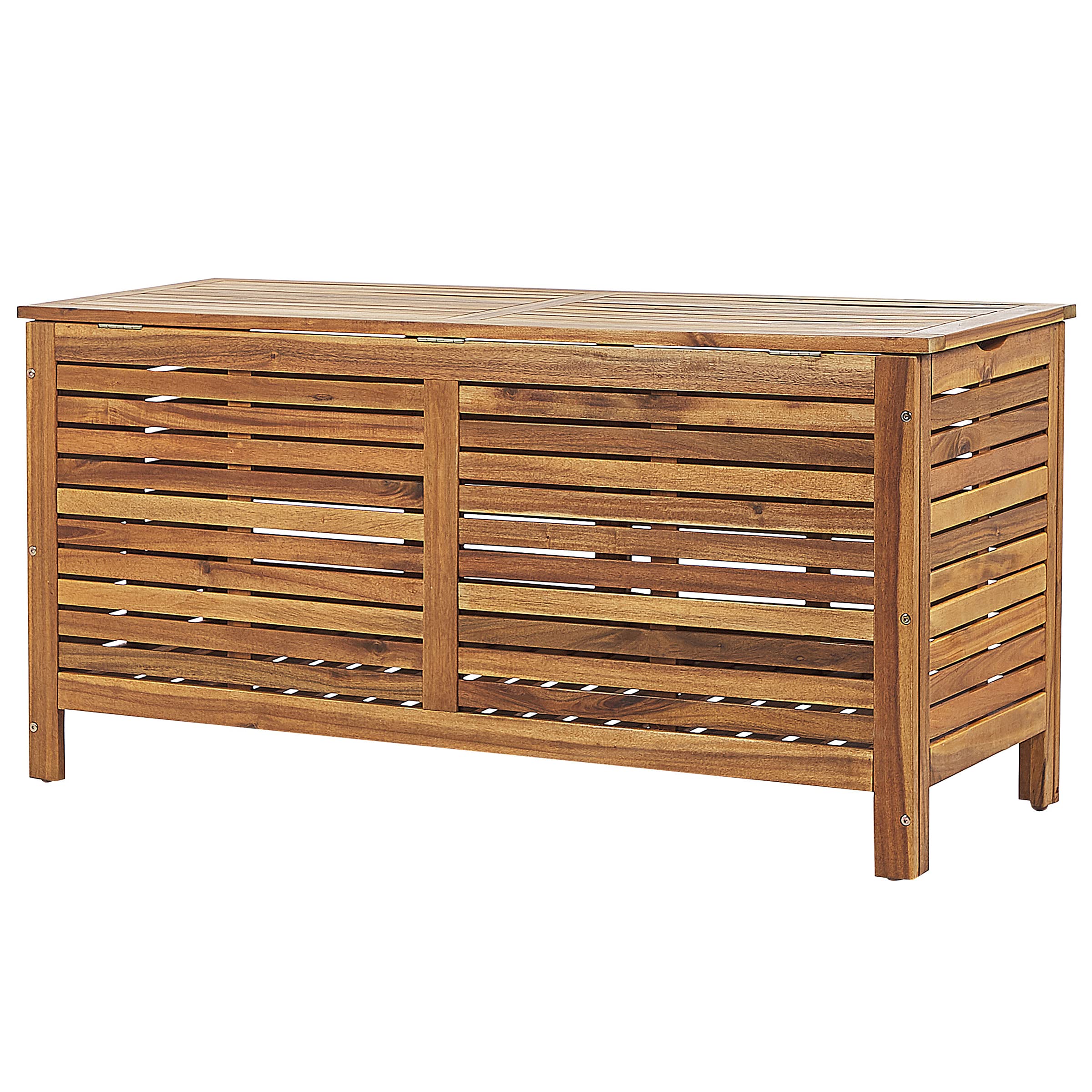 Acacia Wood Storage Chest 130 x 64 x 48 cm - Rustic Oil-Finished Garden Storage Box for Patio, Balcony & Riviera Style Decor - Perfect for Outdoor Blanket, Cushion & Seasonal Item Organization